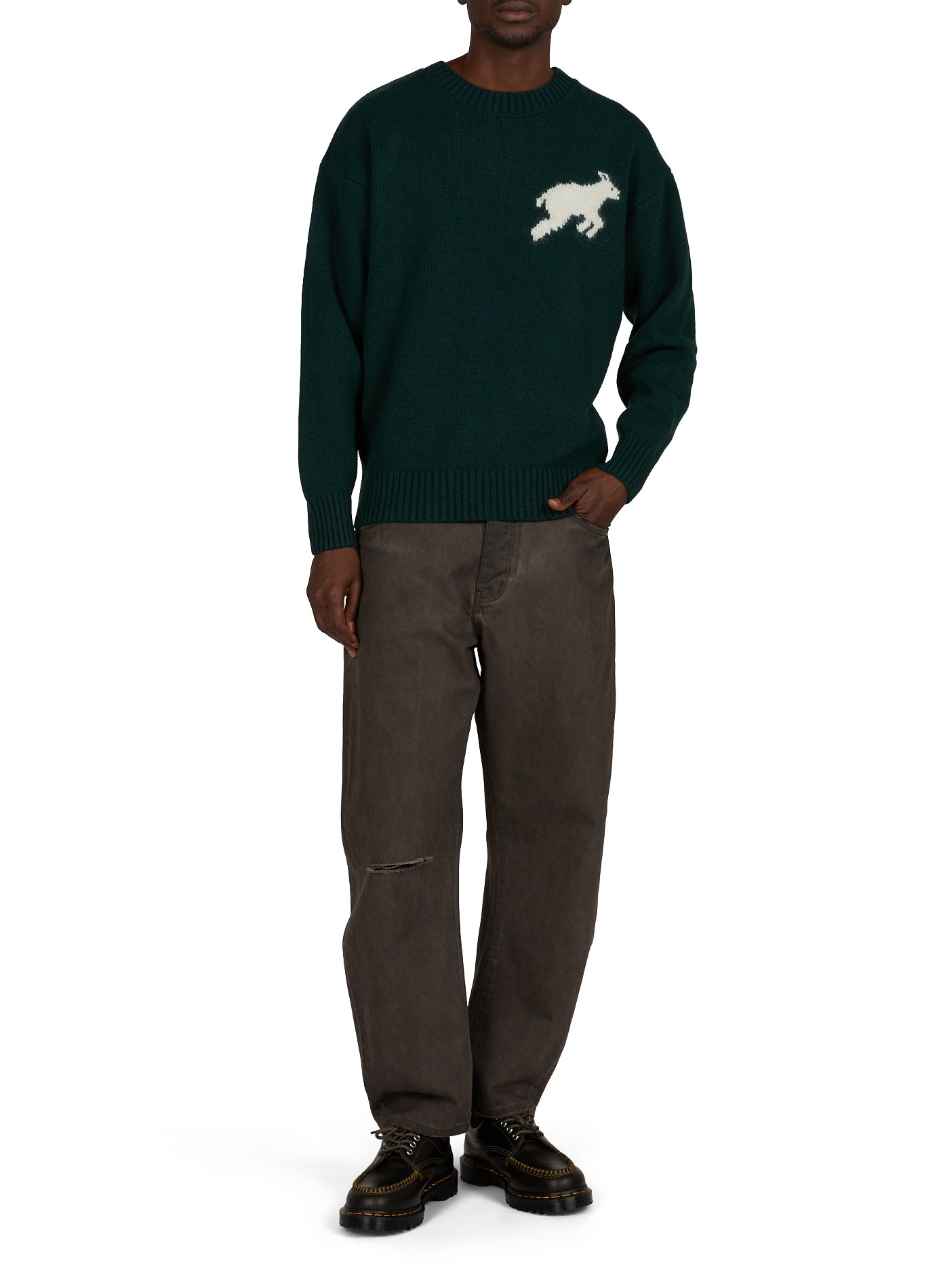 Straight round-neck wool sweater THINKING MU Multicolour