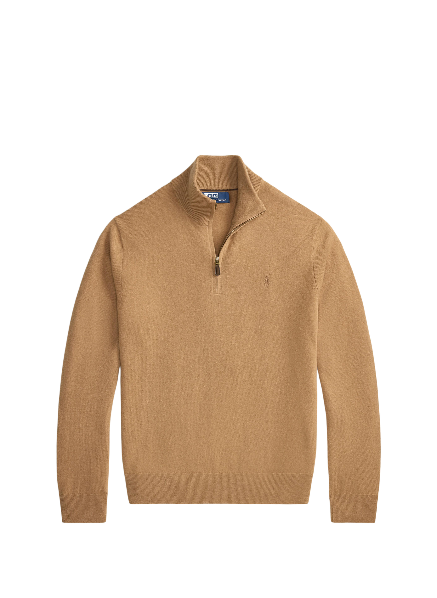 Pull col zippé en laine  Crouton tan heather