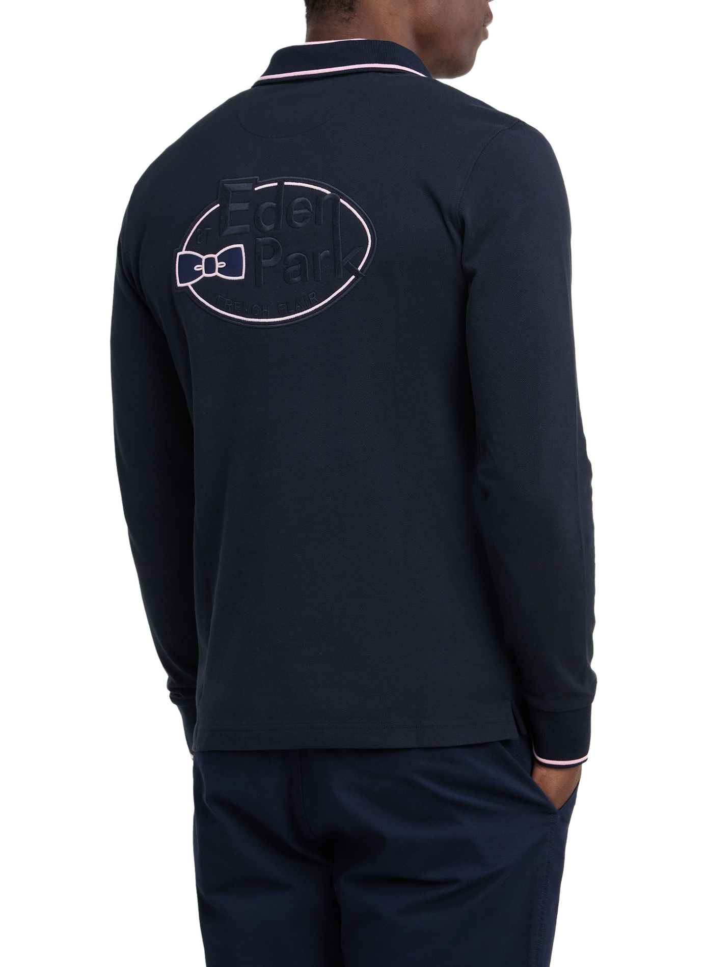 Gerader Polo mit gesticktem Logo aus Baumwolle. EDEN PARK Blau