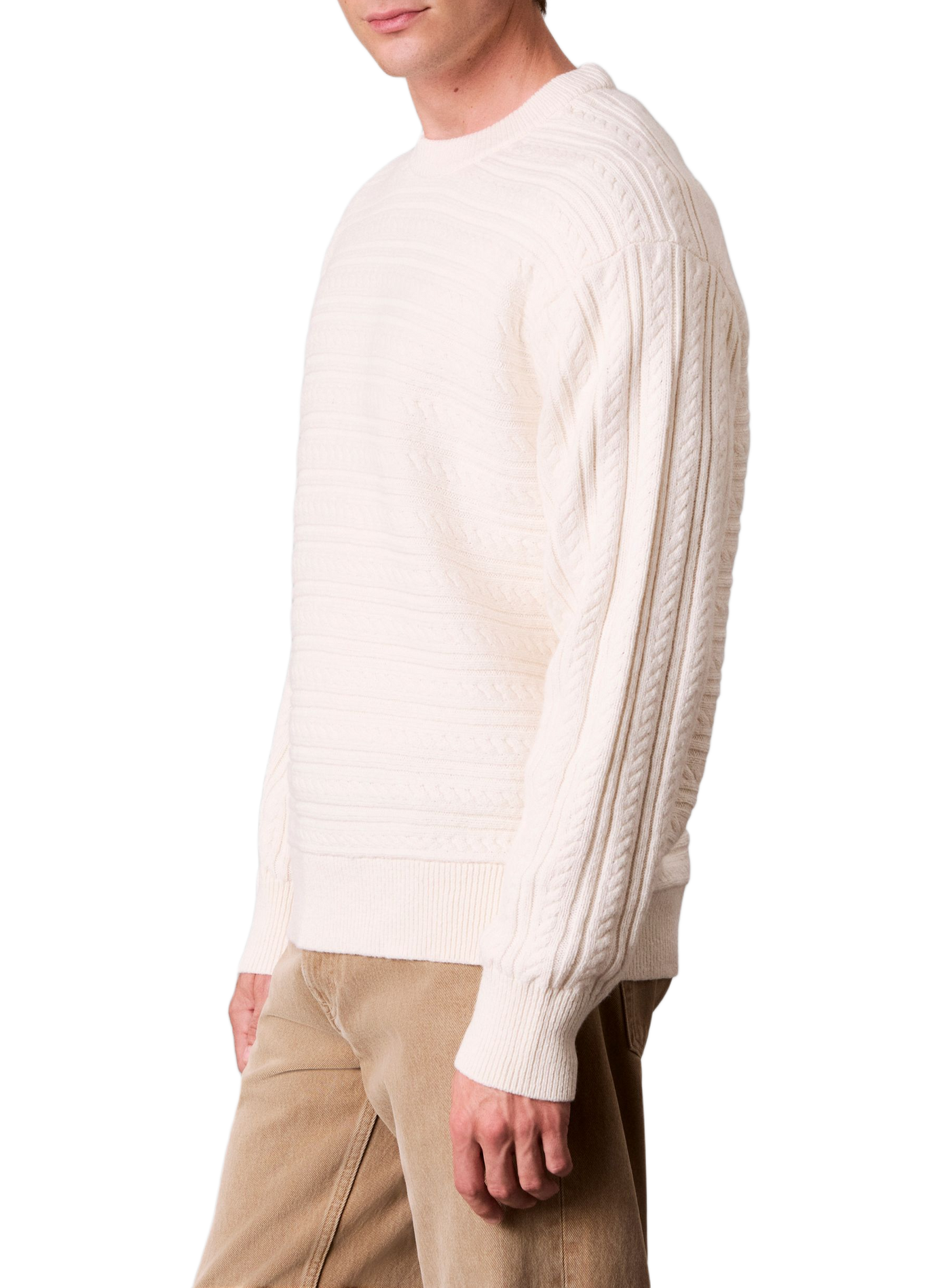 Straight-fit style in a wool and cotton blend knit CALVIN KLEIN White
