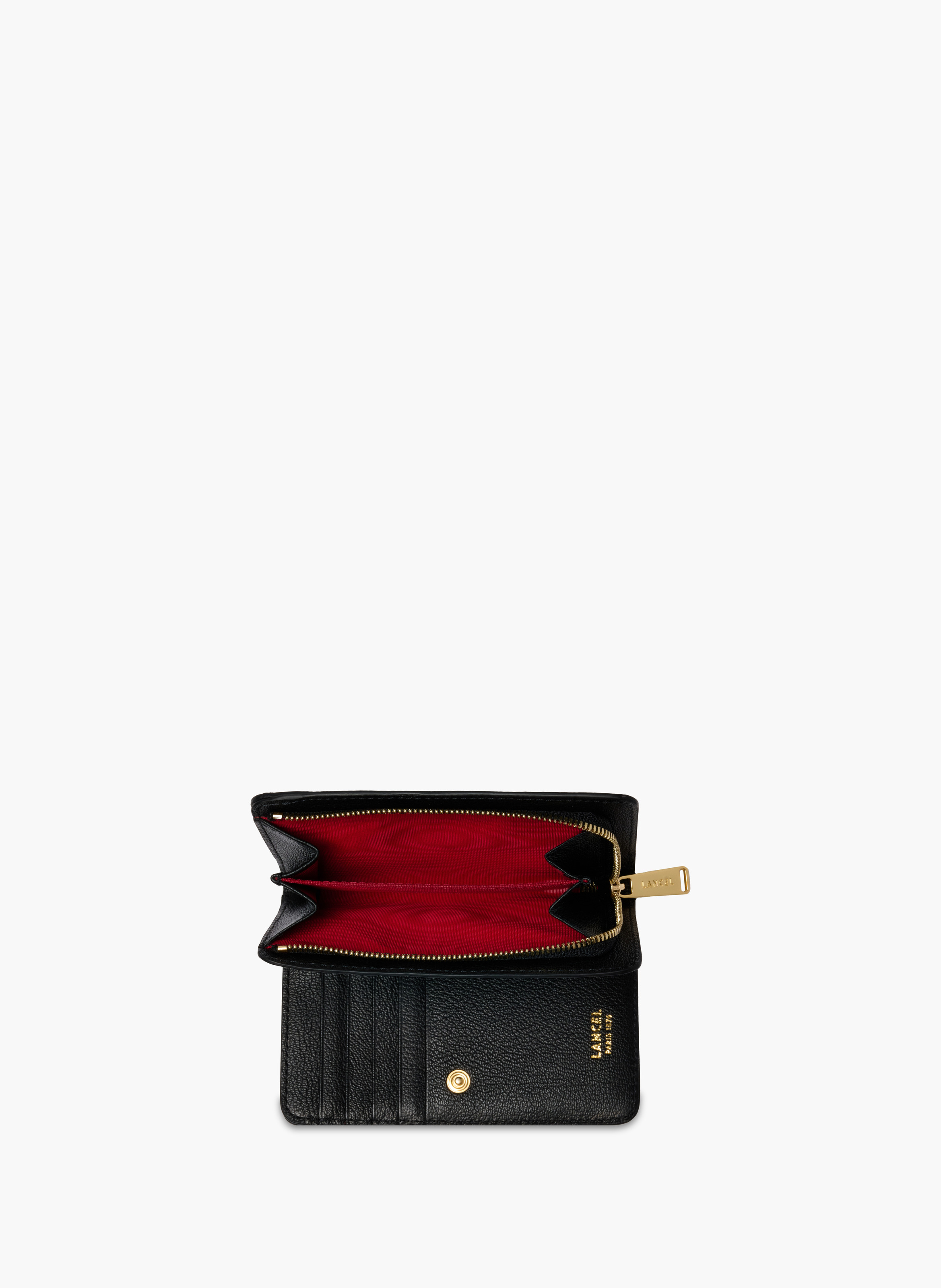 Portefeuille rectangulaire zippé bcbg de lancel en cuir LANCEL Noir