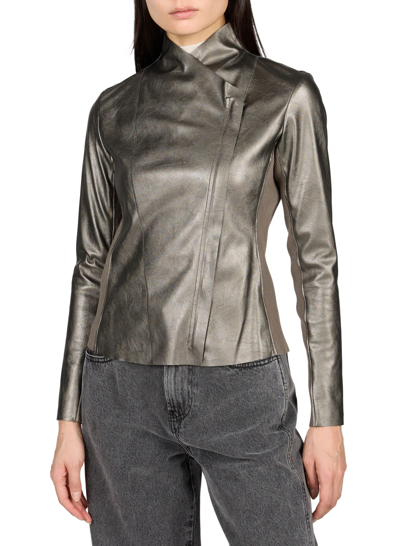Metallic straight-cut jacket ADOLFO DOMINGUEZ Silver