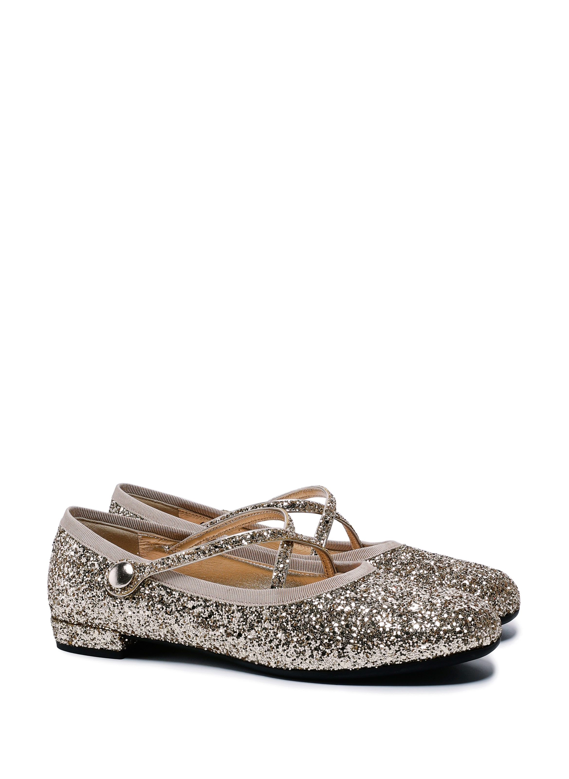 Ballet Flats in glitter fabric MIU MIU Golden