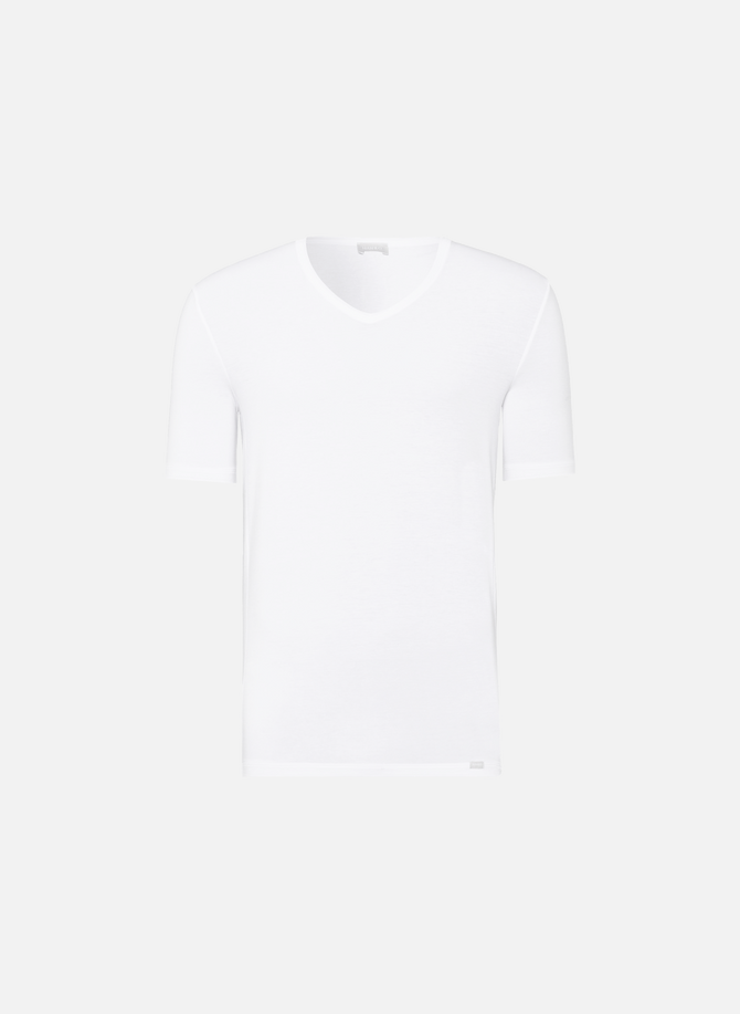 HANRO T-Shirt mit V-Ausschnitt aus Baumwollmischung