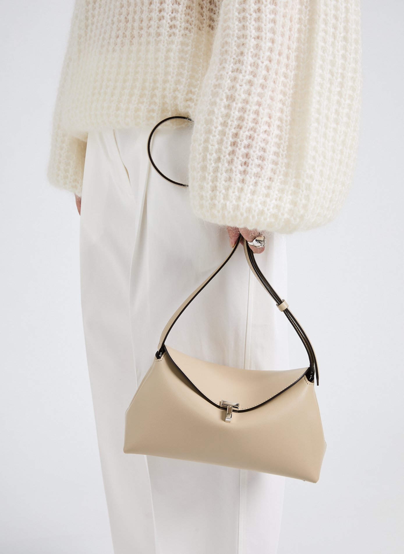 T-lock leather handbag TOTEME Beige