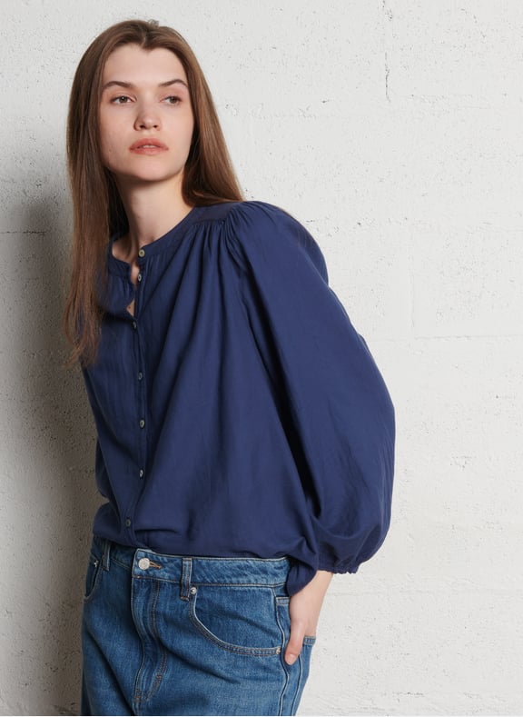 Chemise droite en coton tia Bleu by BA&SH BA&SH Chemise droite en coton tia Bleu