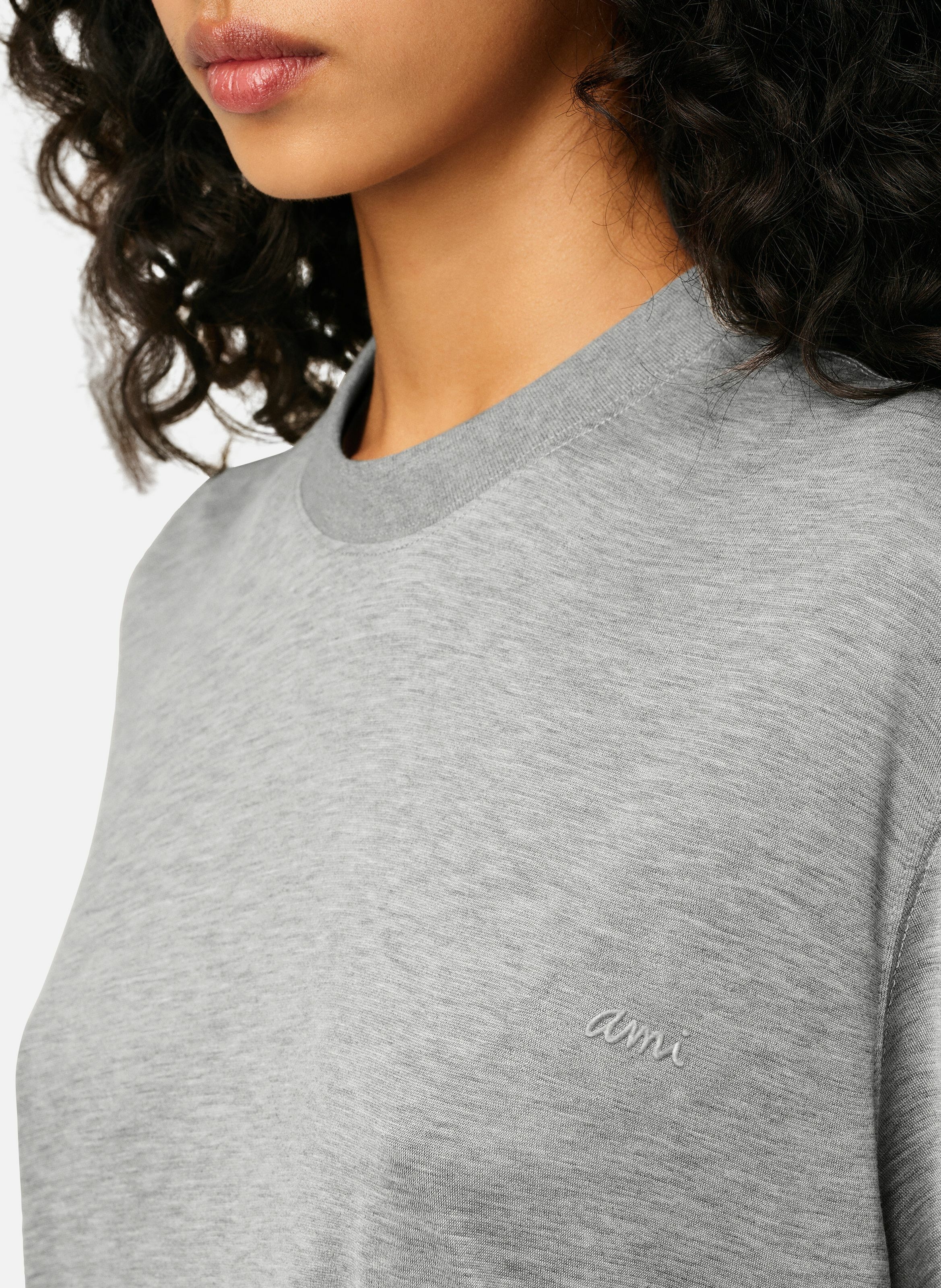 T-shirt manches courtes en coton unisexe AMI PARIS Gris