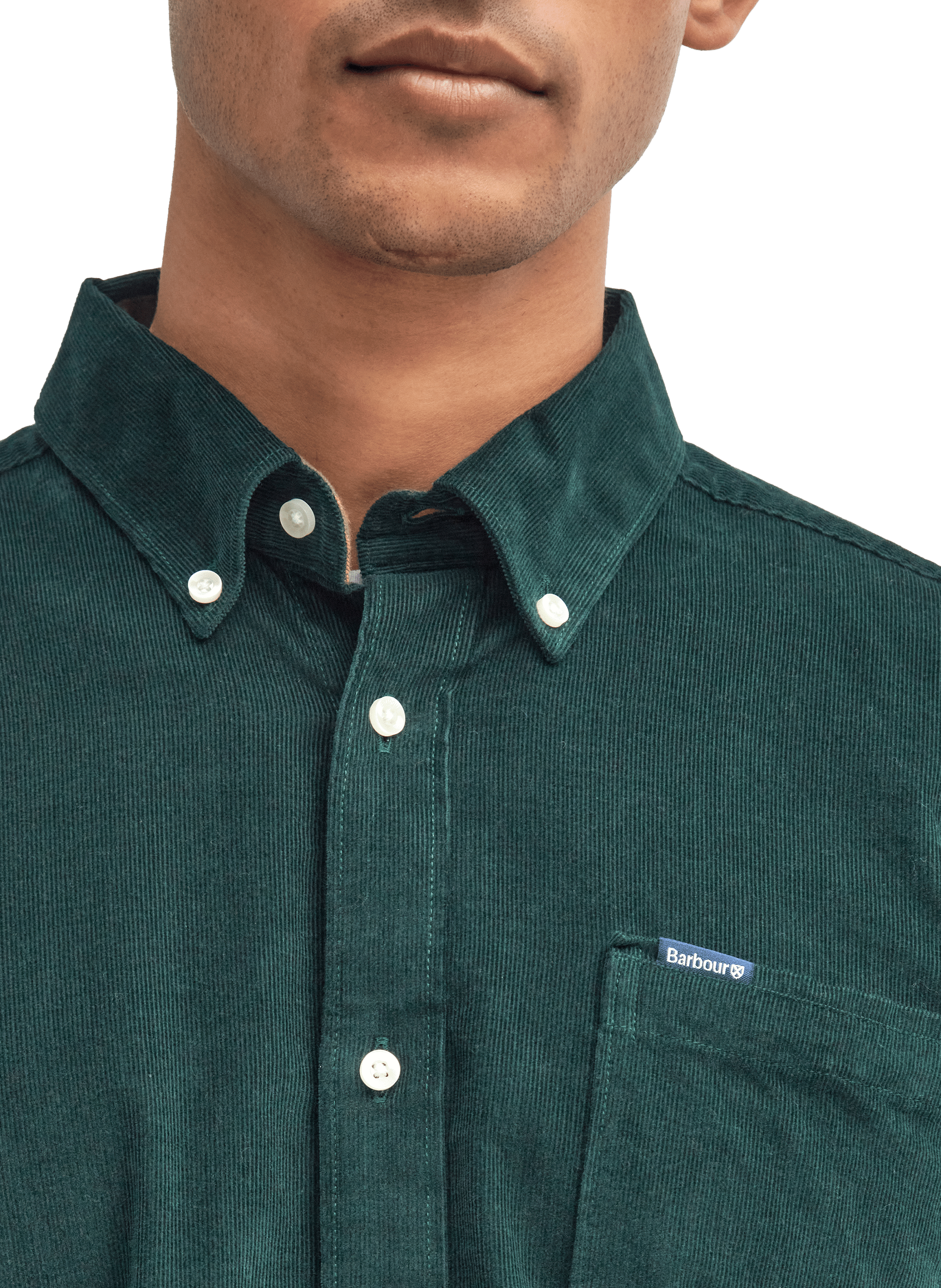 Chemise velours en coton BARBOUR Vert