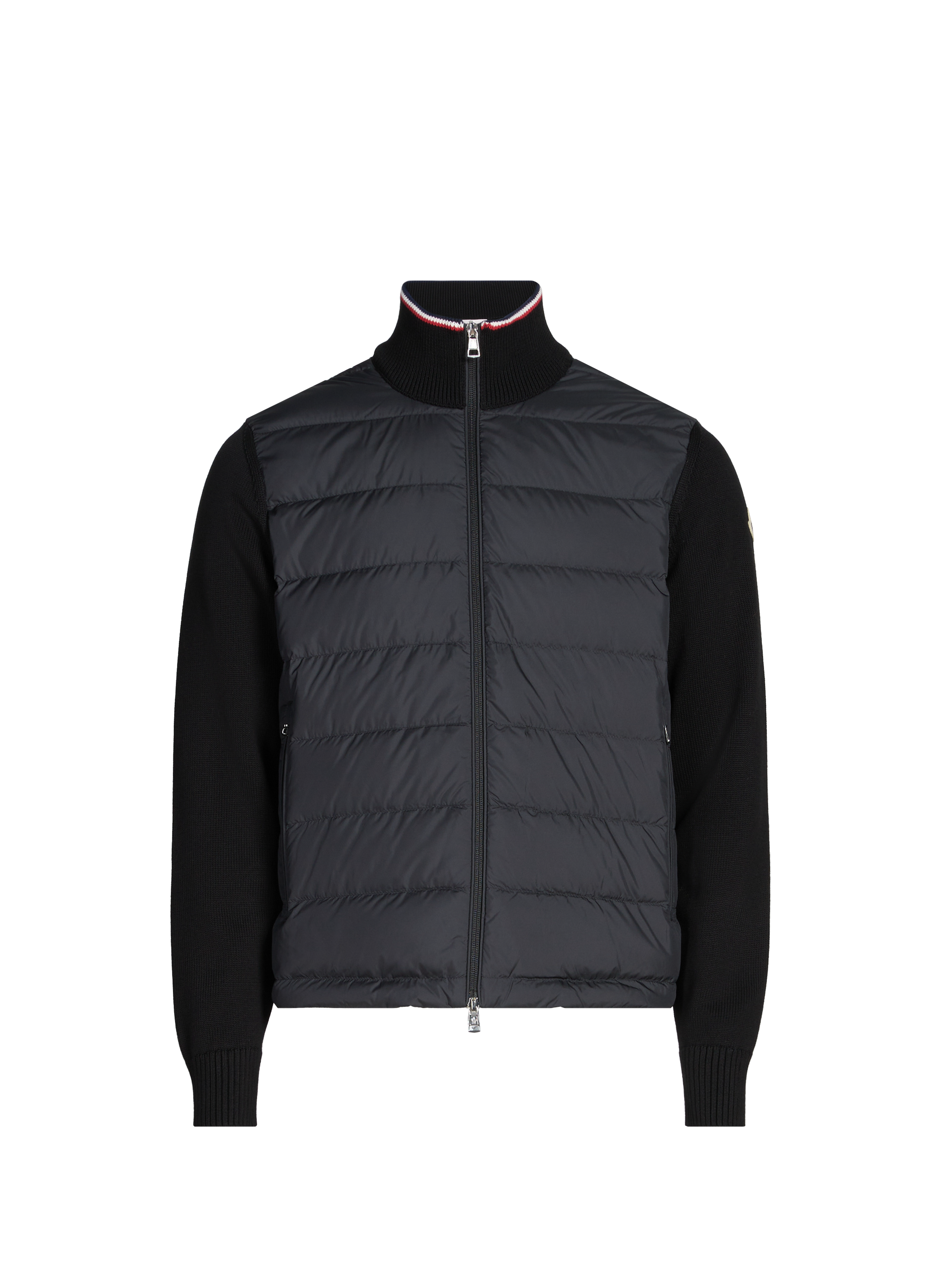 Quilted cotton zip-up cardigan MONCLER Black