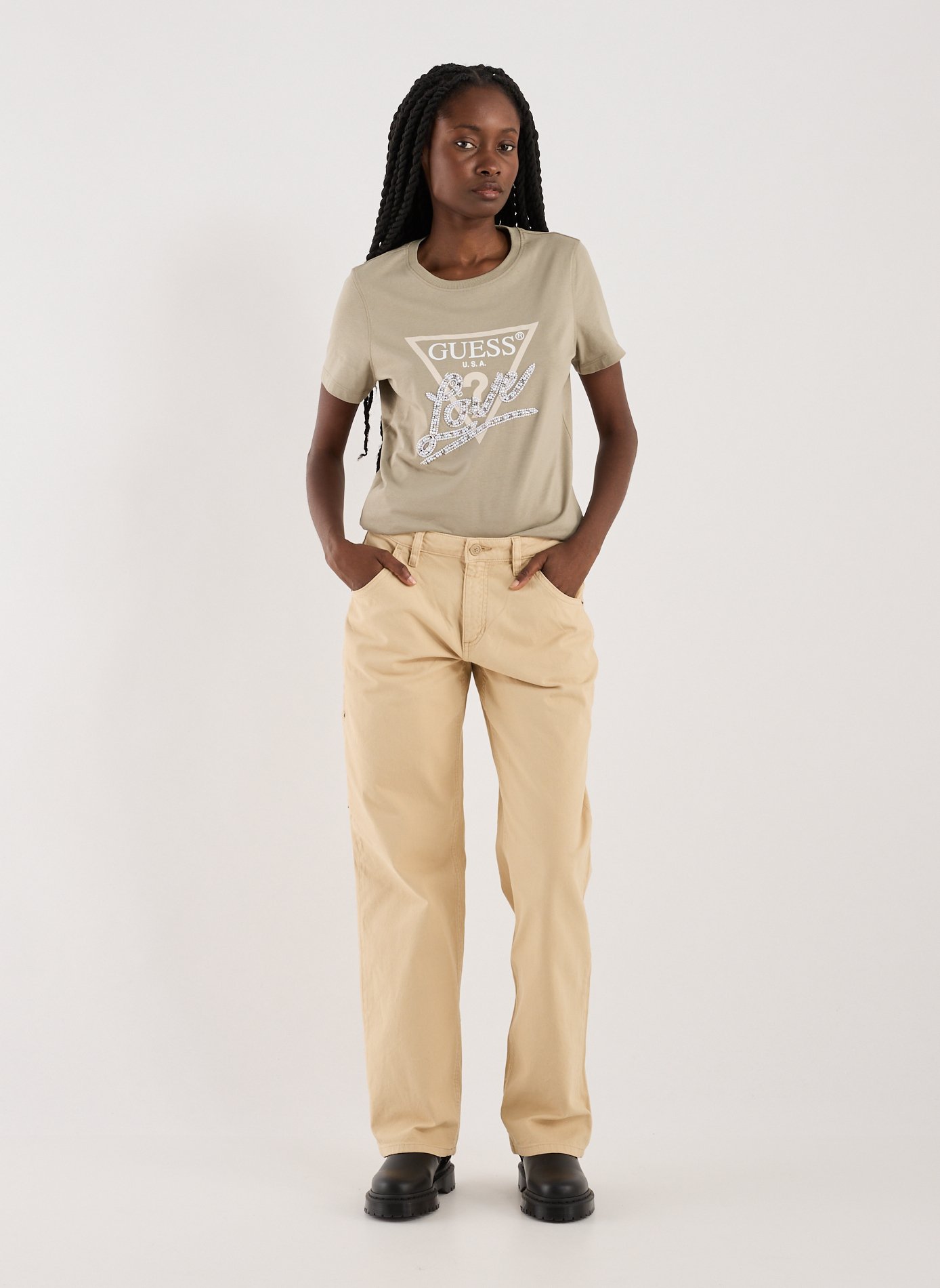 T-shirt à logo GUESS Kaki