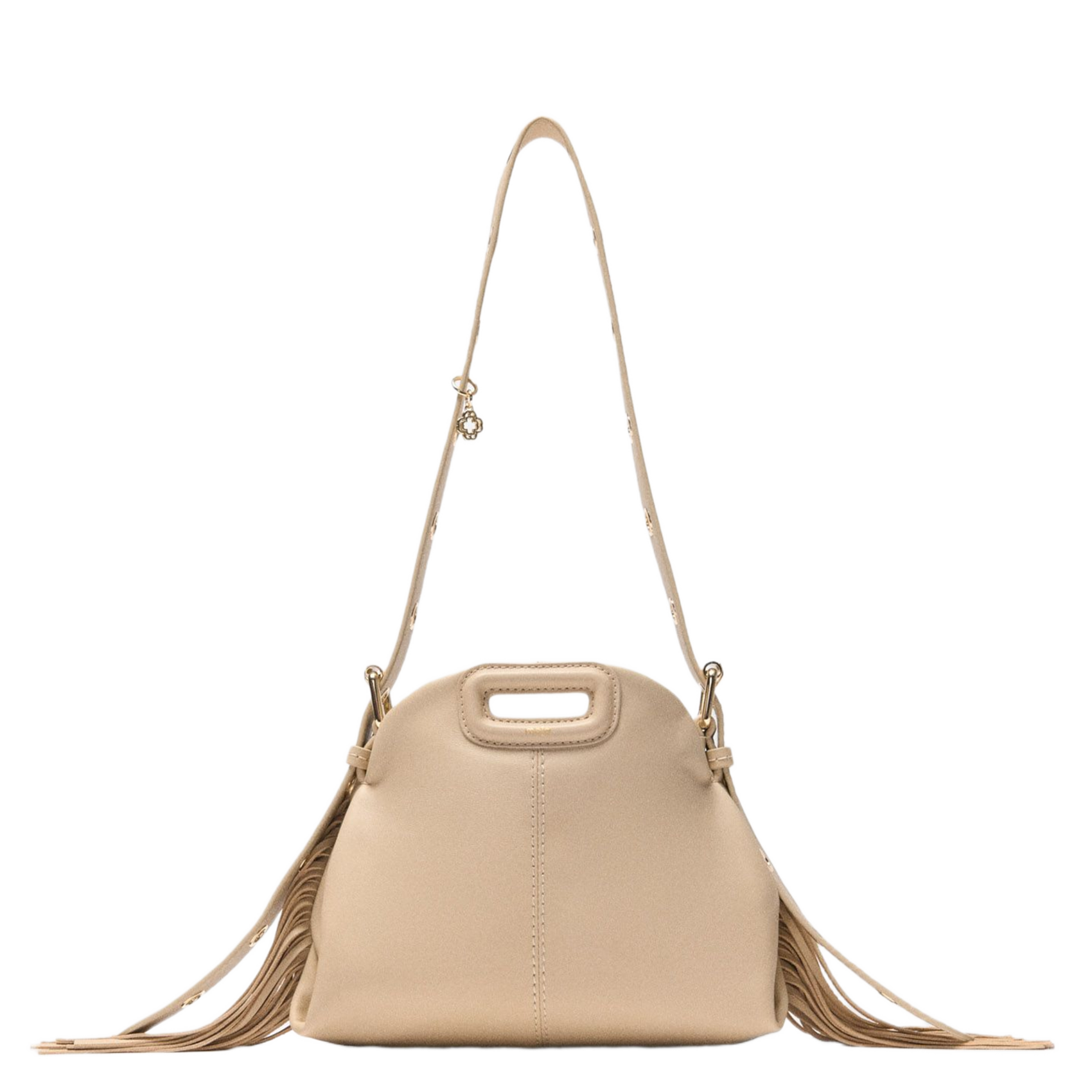 Sac bandoulière en cuir lisse miss m mini MAJE Beige