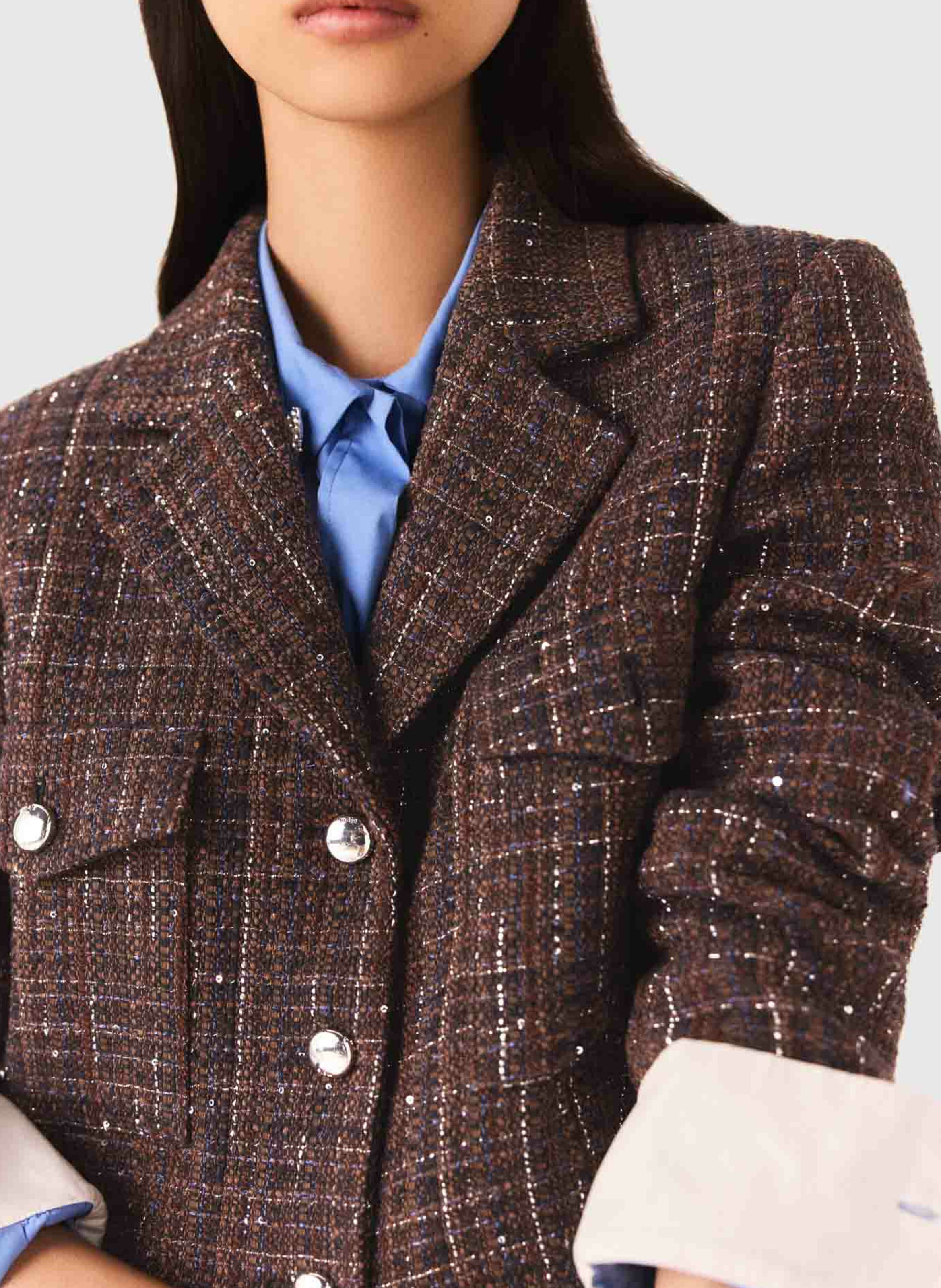 Veste courte tailleur en tweed MAJE Marron