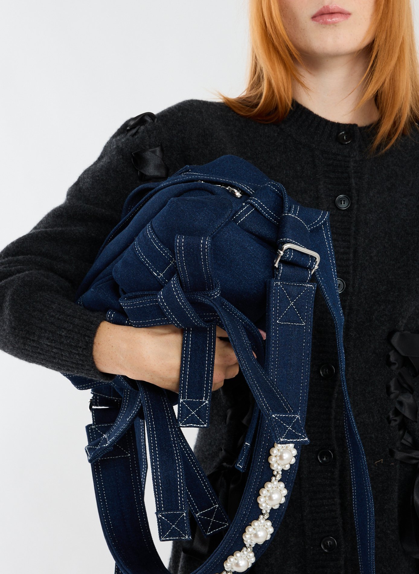 Shoulder bag with beaded bow SIMONE ROCHA Blue