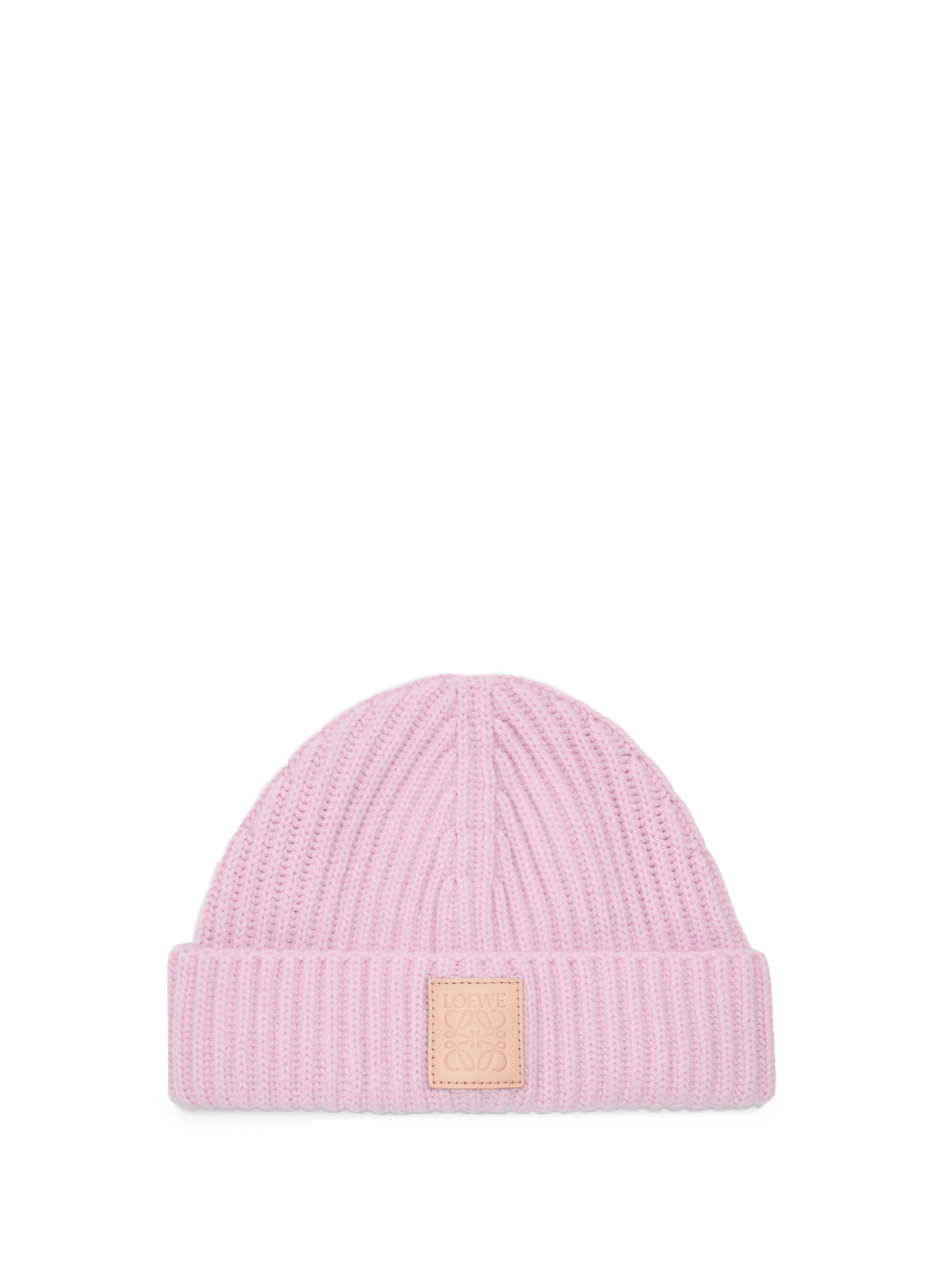 LOEWE Bonnet côtelé en cachemire Rose
