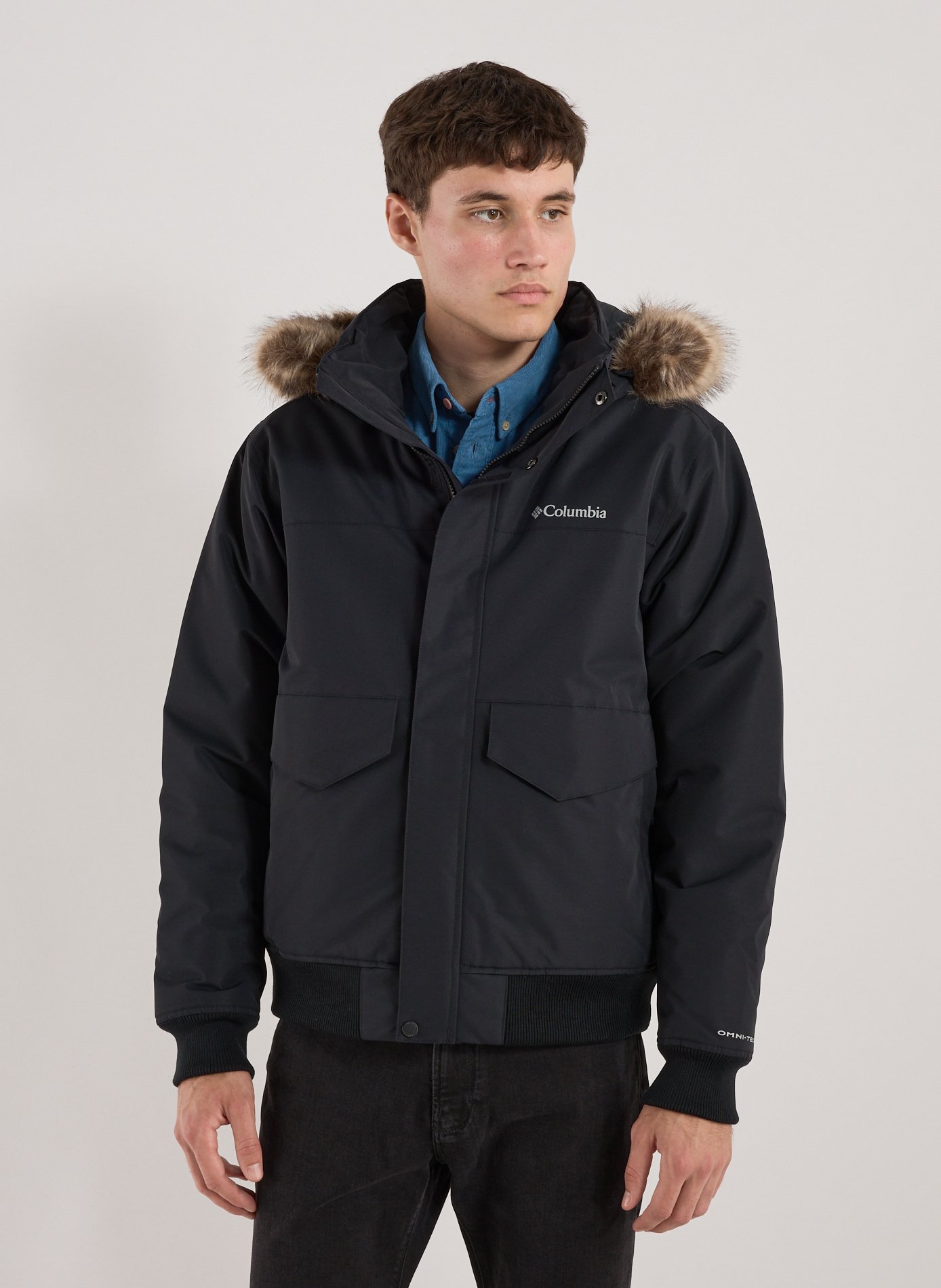 COLUMBIA Veste imperméable à capuche effet fourrure Noir