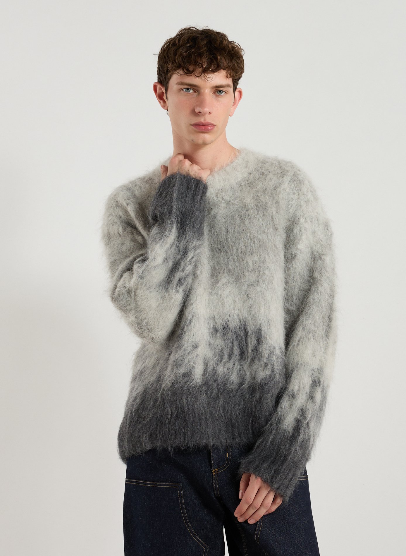 REPRESENT Pull duveteux Gris