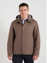 Hooded jacket in blended wool and cotton. | Brown by WOOLRICH WOOLRICH Hooded jacket in blended wool and cotton. | Brown