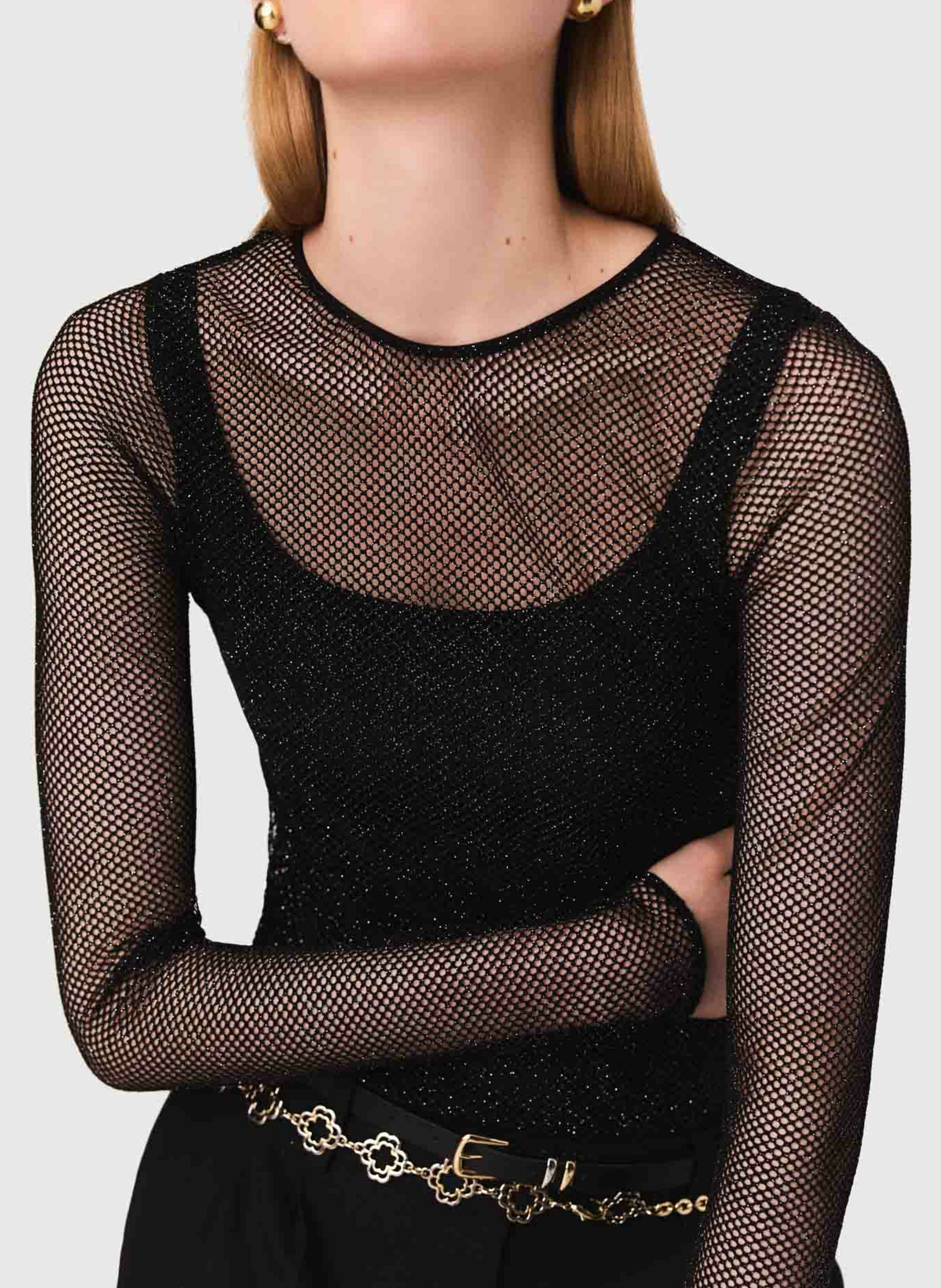 Body manches longues pailleté Noir