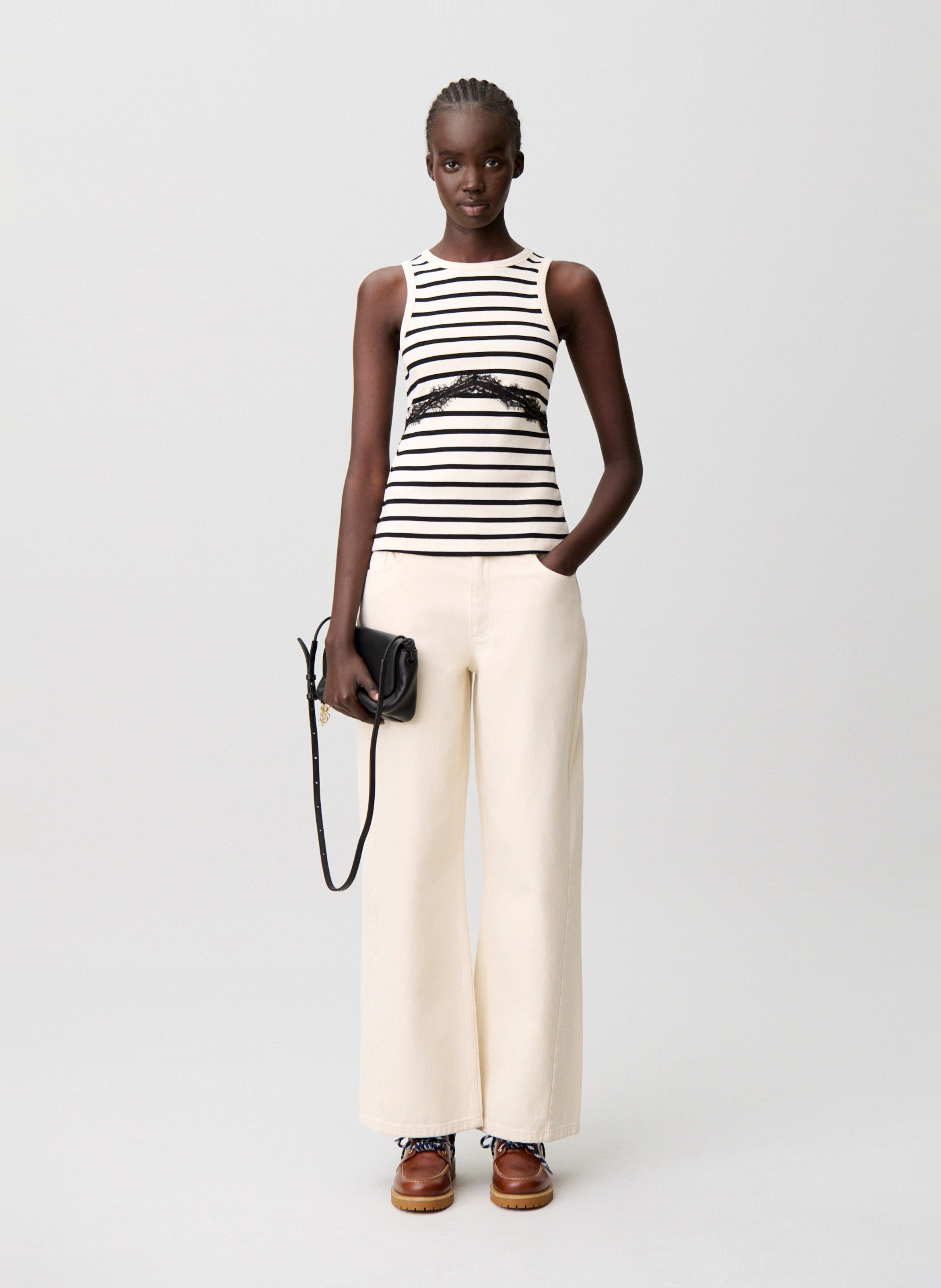 Débardeur col rond en coton CLAUDIE PIERLOT Multicolore