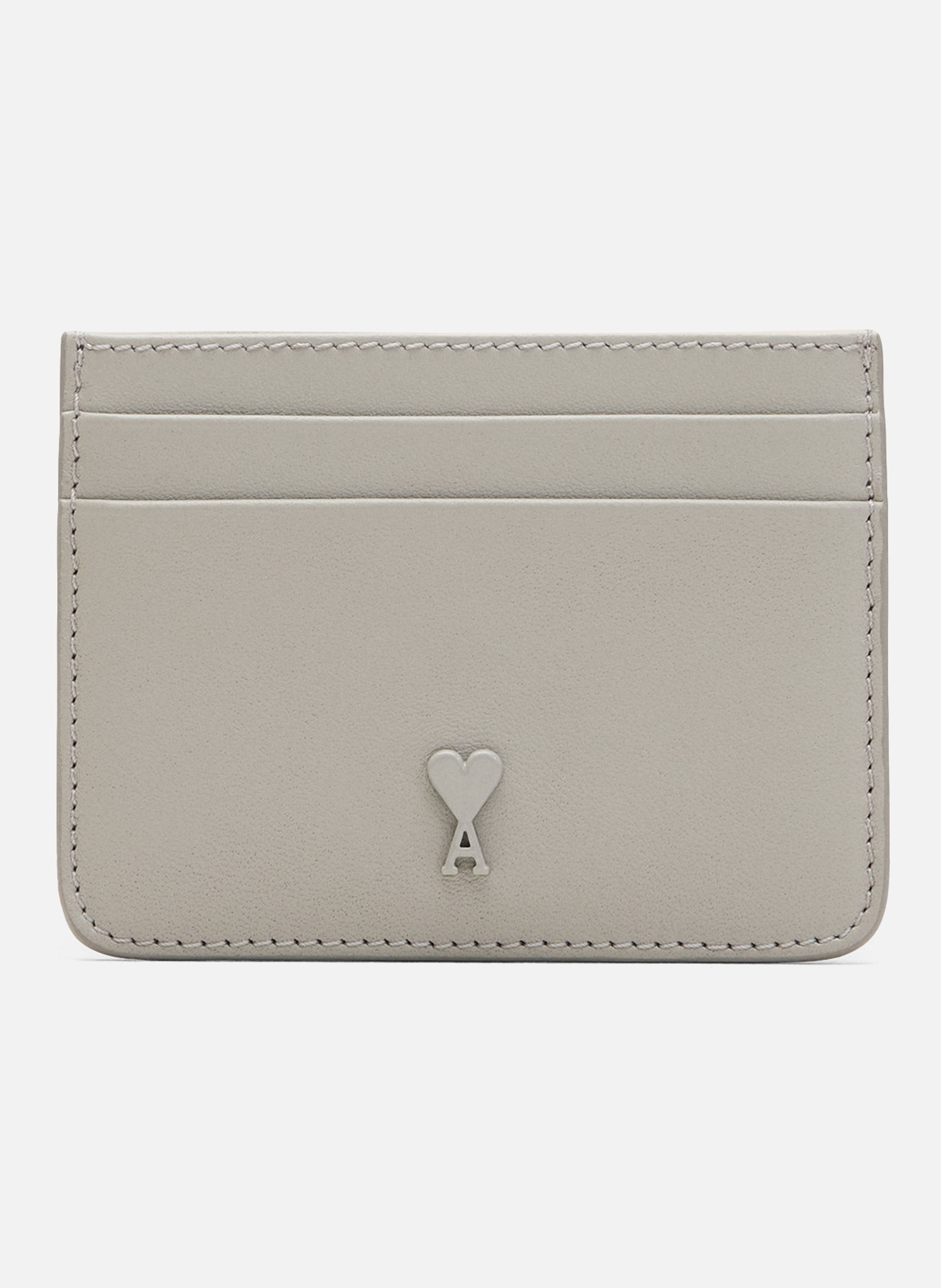 Porte Cartes Ami De Coeur En Cuir Lisse unisexe AMI PARIS Gris