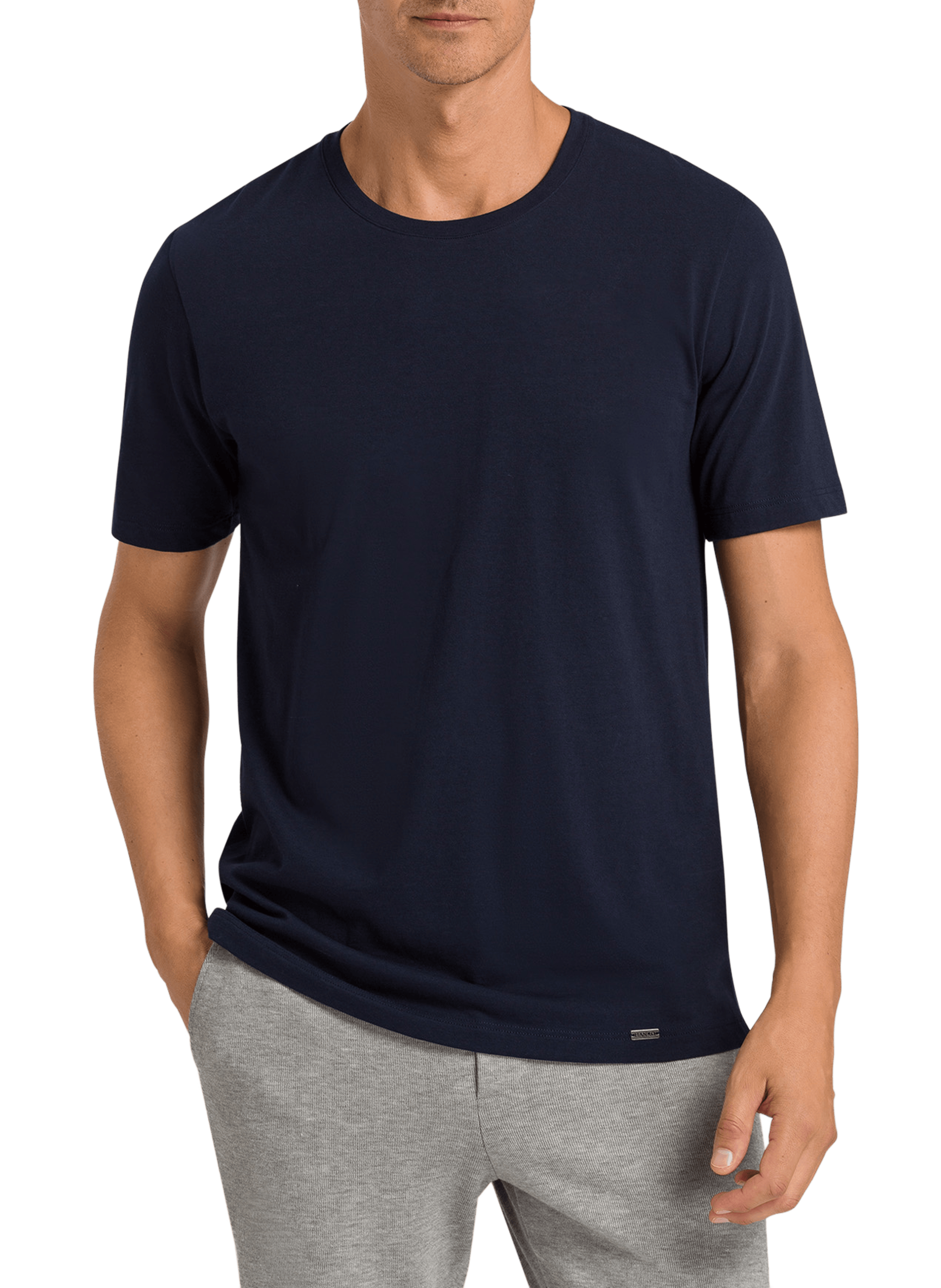 HANRO Cotton round-neck T-shirt Blue