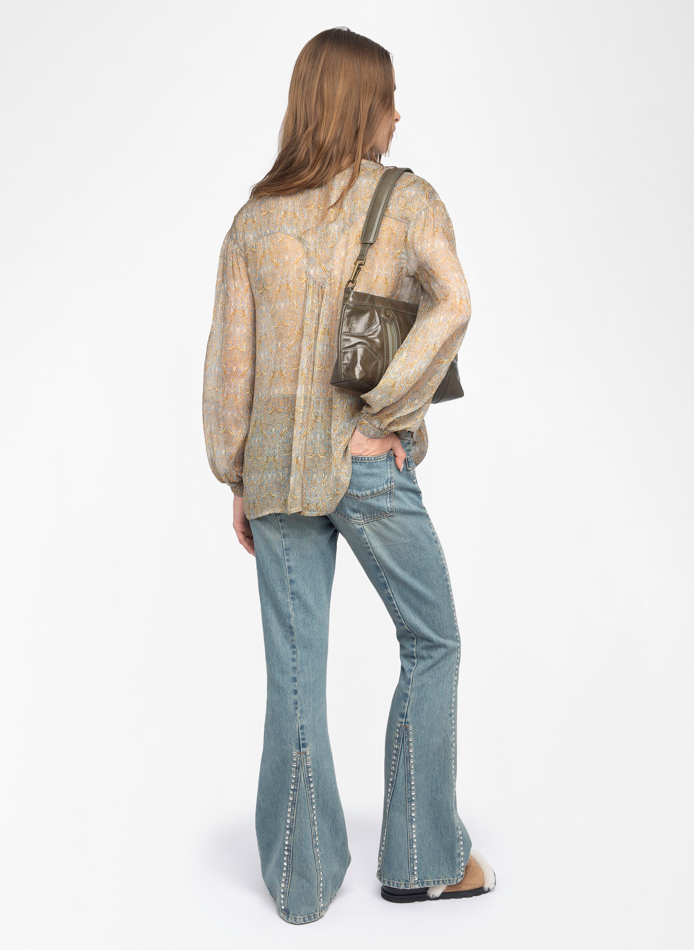 Blouse col v en coton mélangé tamela ZADIG&VOLTAIRE Bleu