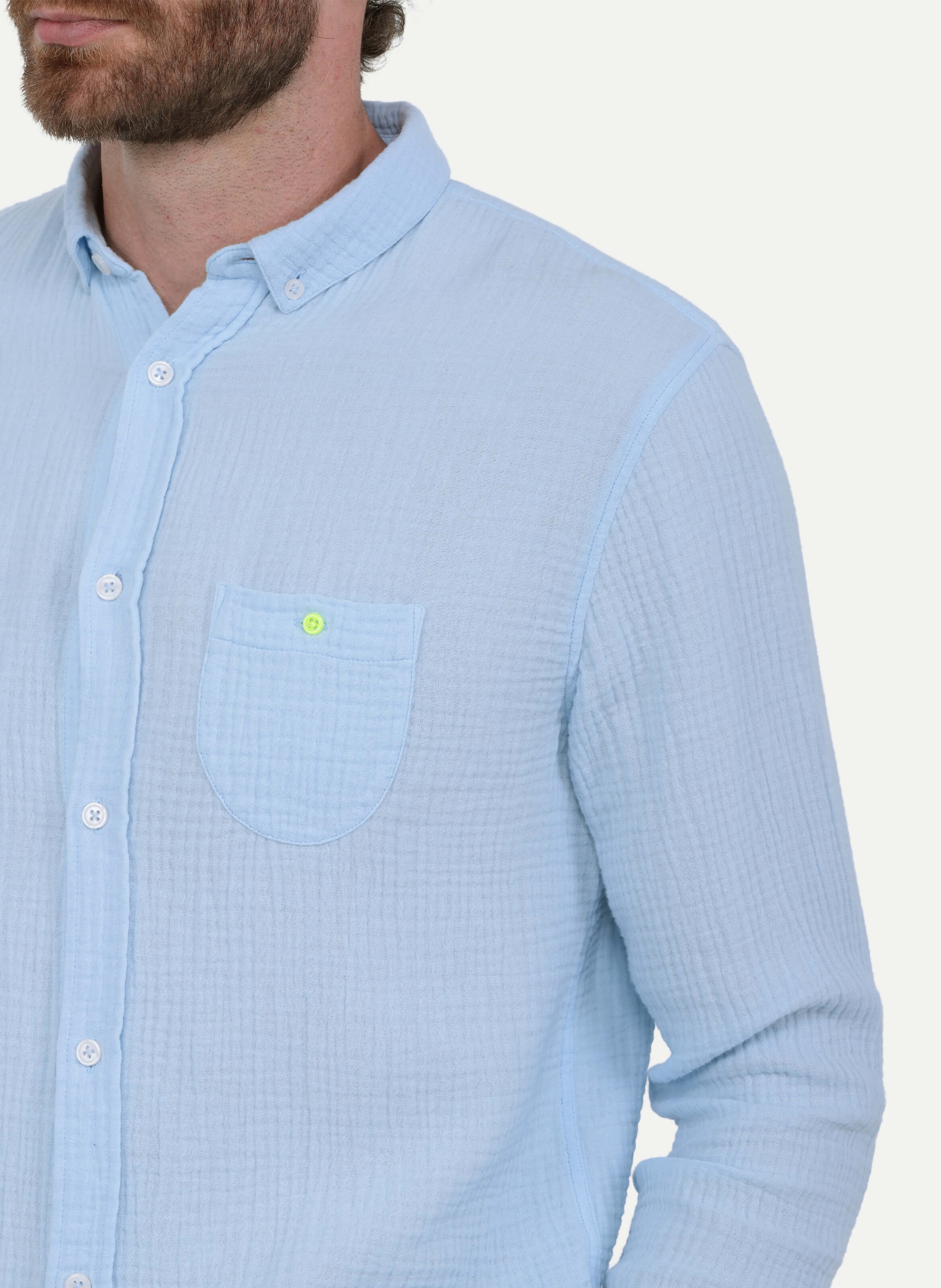 Chemise bleu ciel en gaze de coton GILI'S Bleu