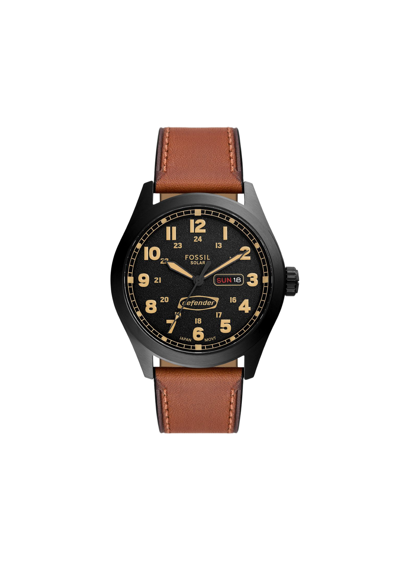 Quartz watch with leather strap FOSSIL Black