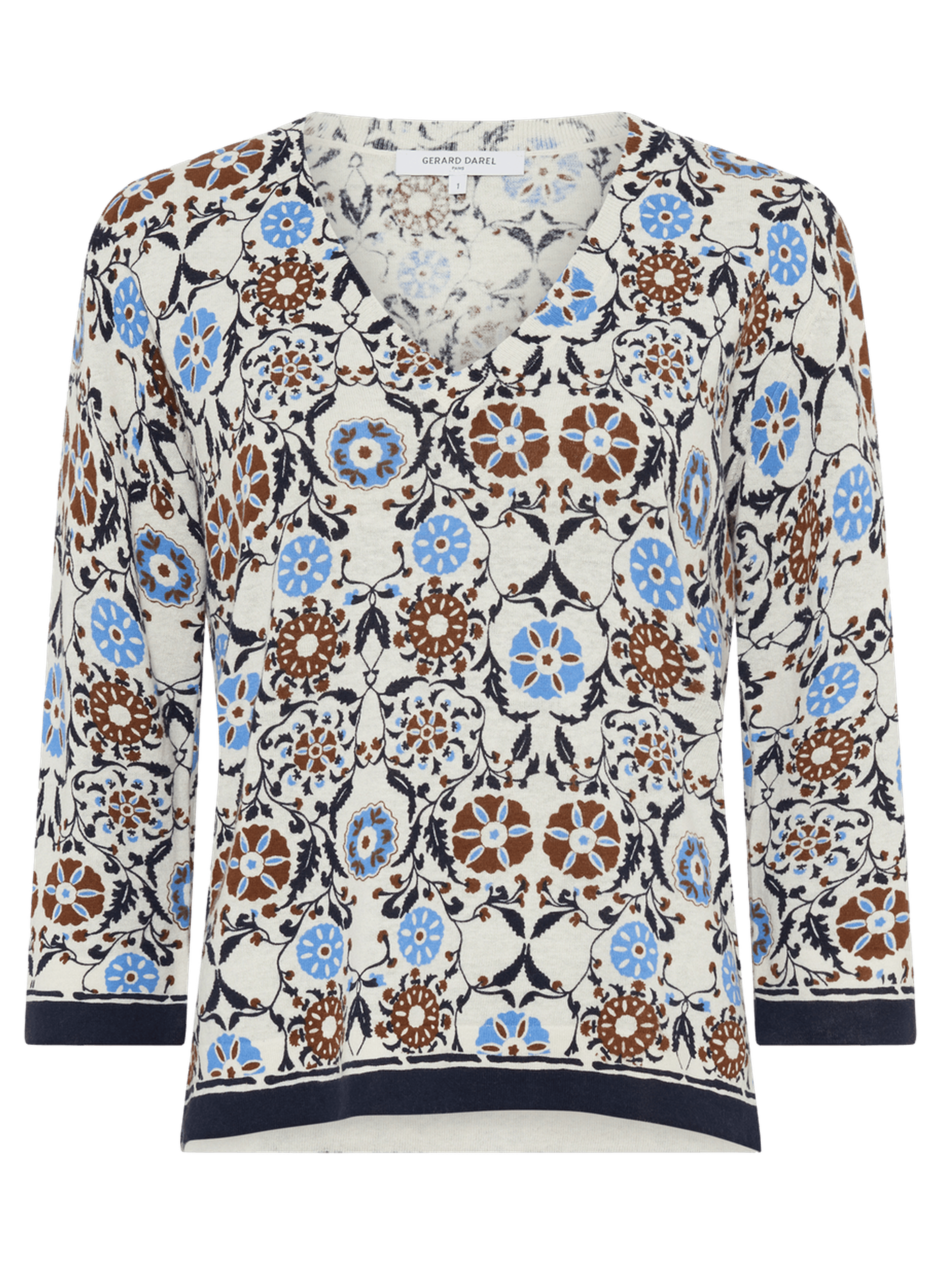 Pull v imprimé en coton et lin - liva GERARD DAREL Marron