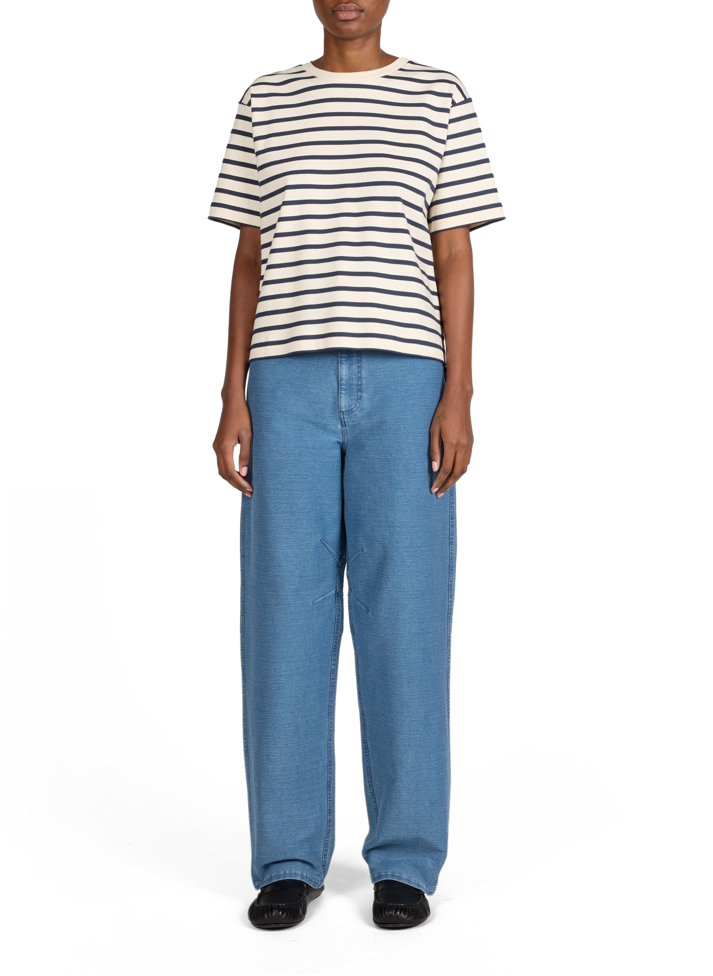 Wide-leg cotton blend jeans TIBI Blue