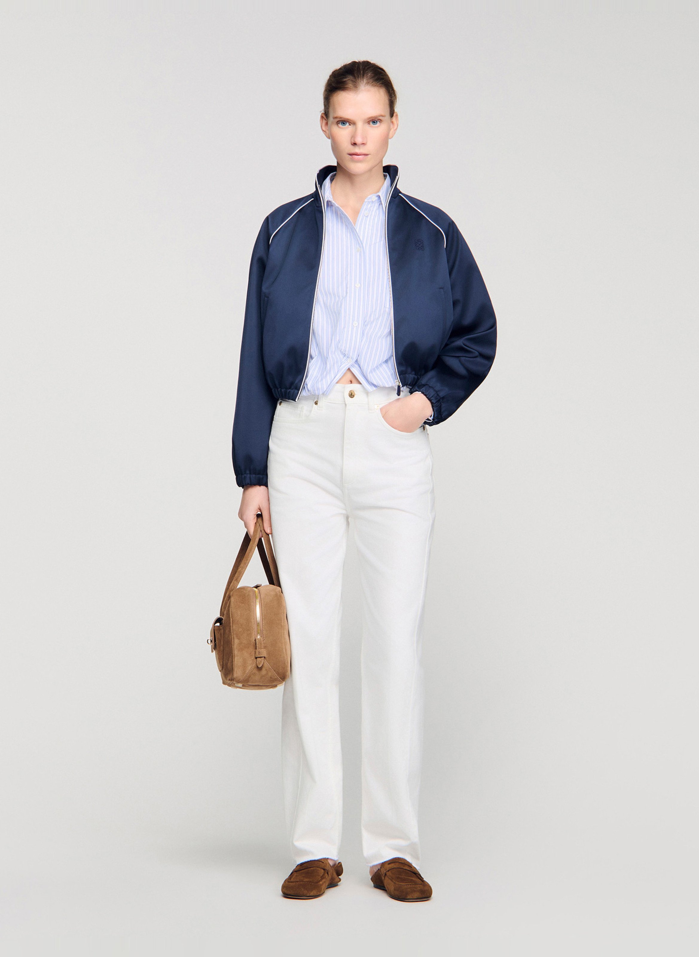 Chemise oversize en coton rayé SANDRO Bleu