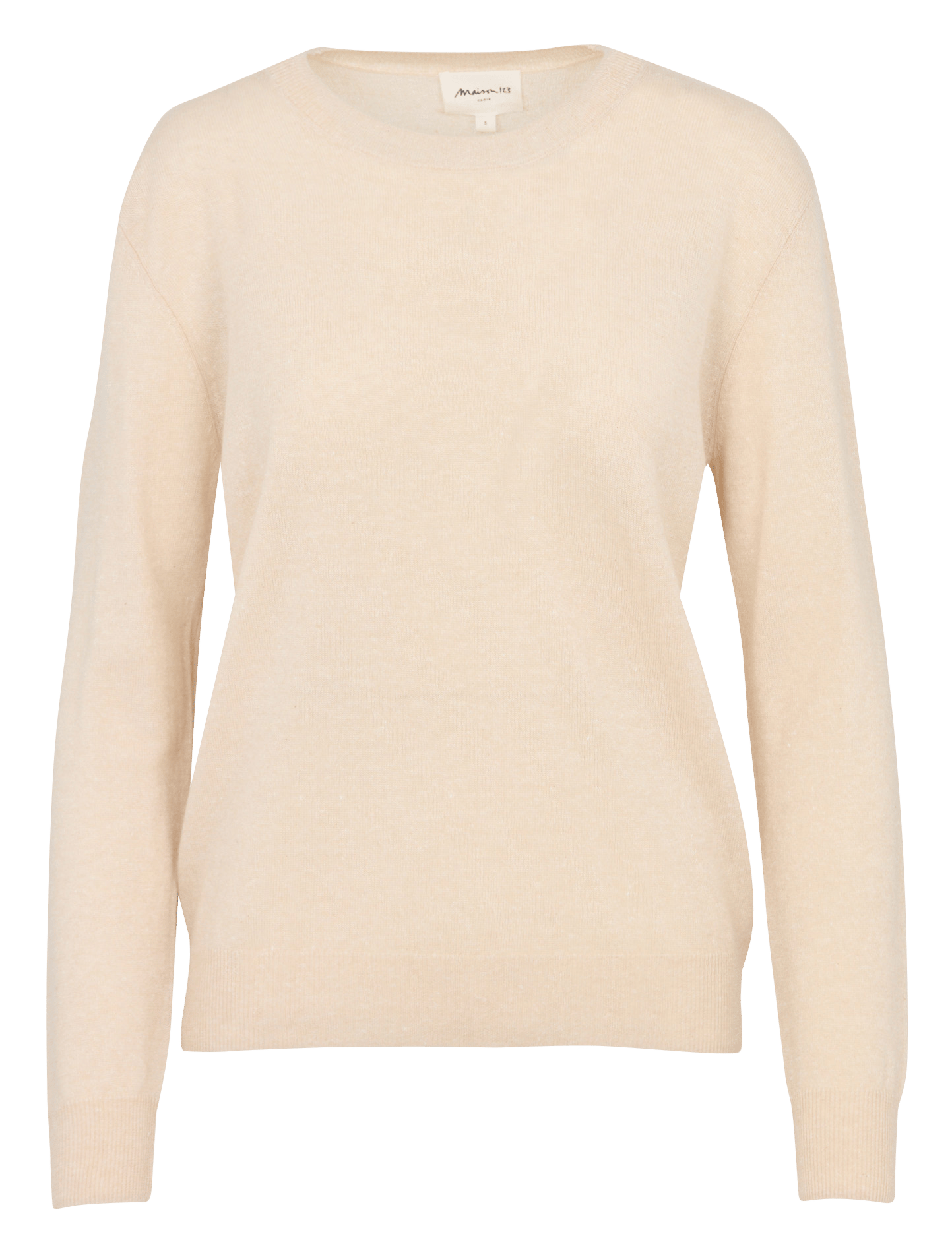 Pull droit uni en cachemire et lin prince MAISON 123 Beige
