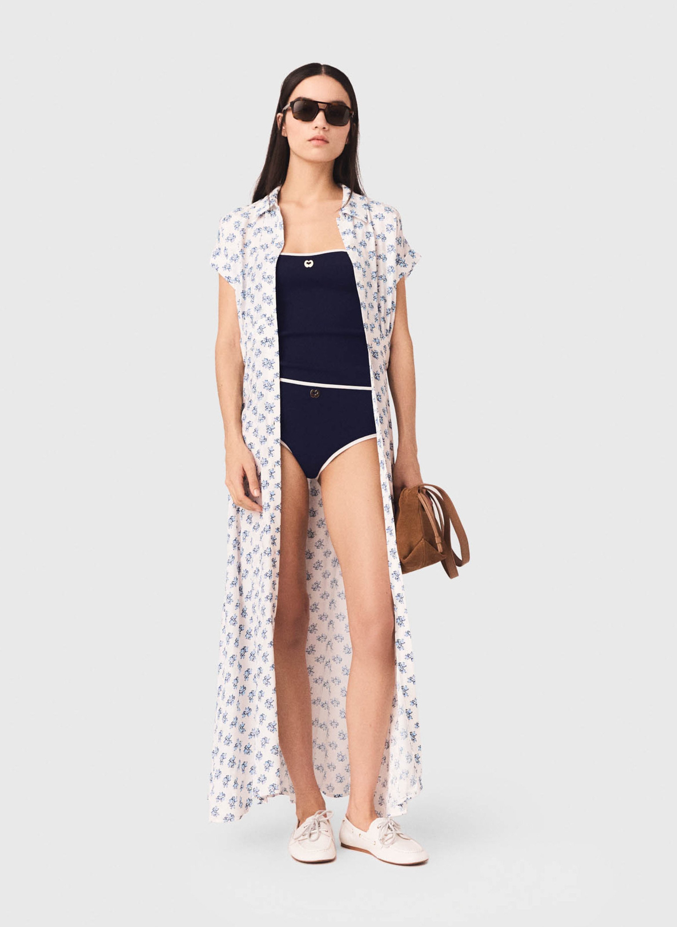 Robe longue col classique fluide MAJE Bleu