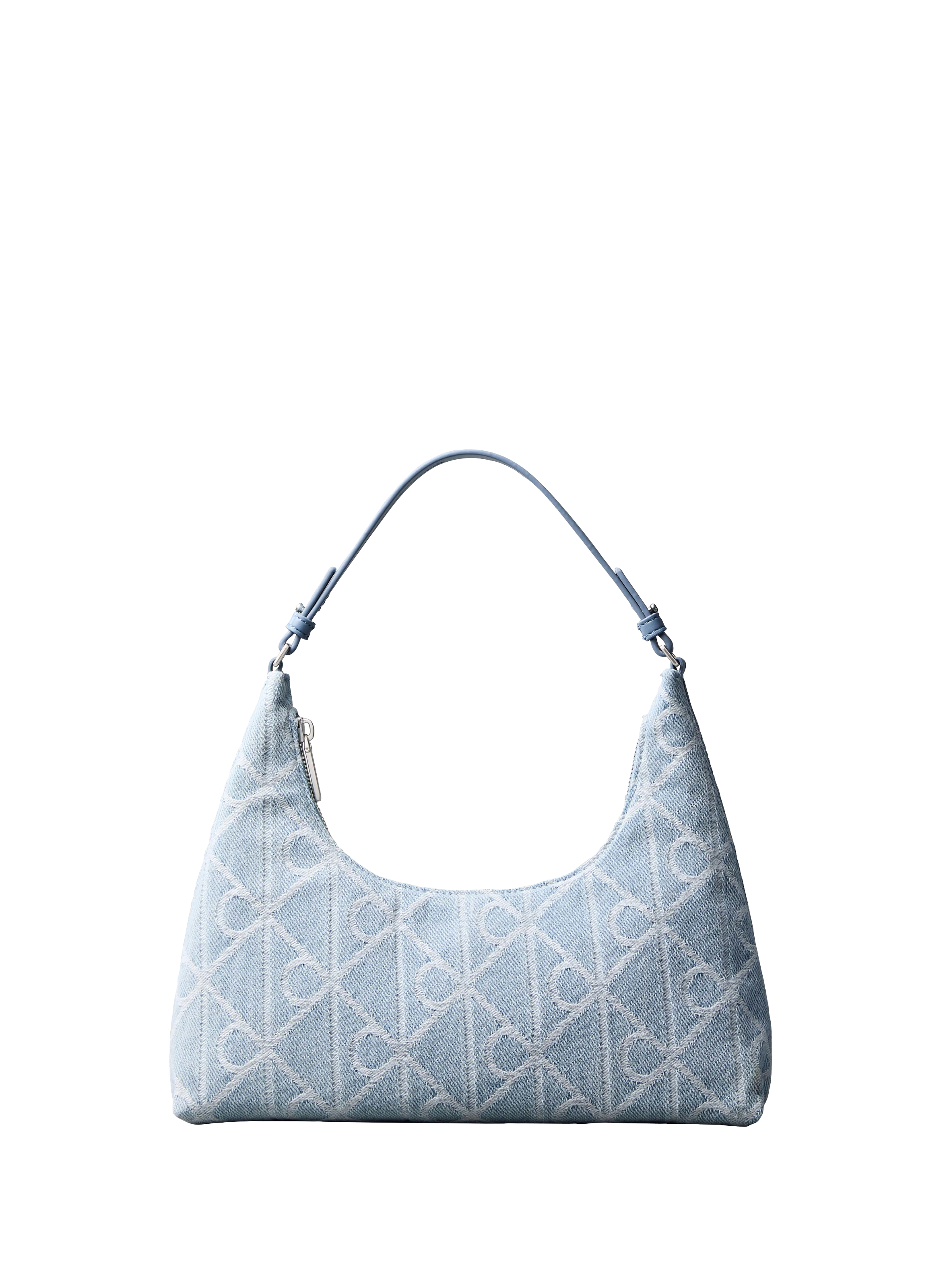 Sac épaule logo denim jacquard en coton CALVIN KLEIN Bleu