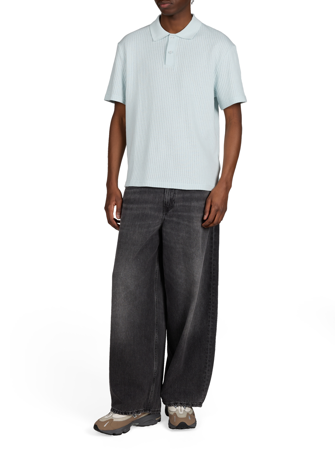 Jeans Lyon large délavé en coton WON HUNDRED Noir