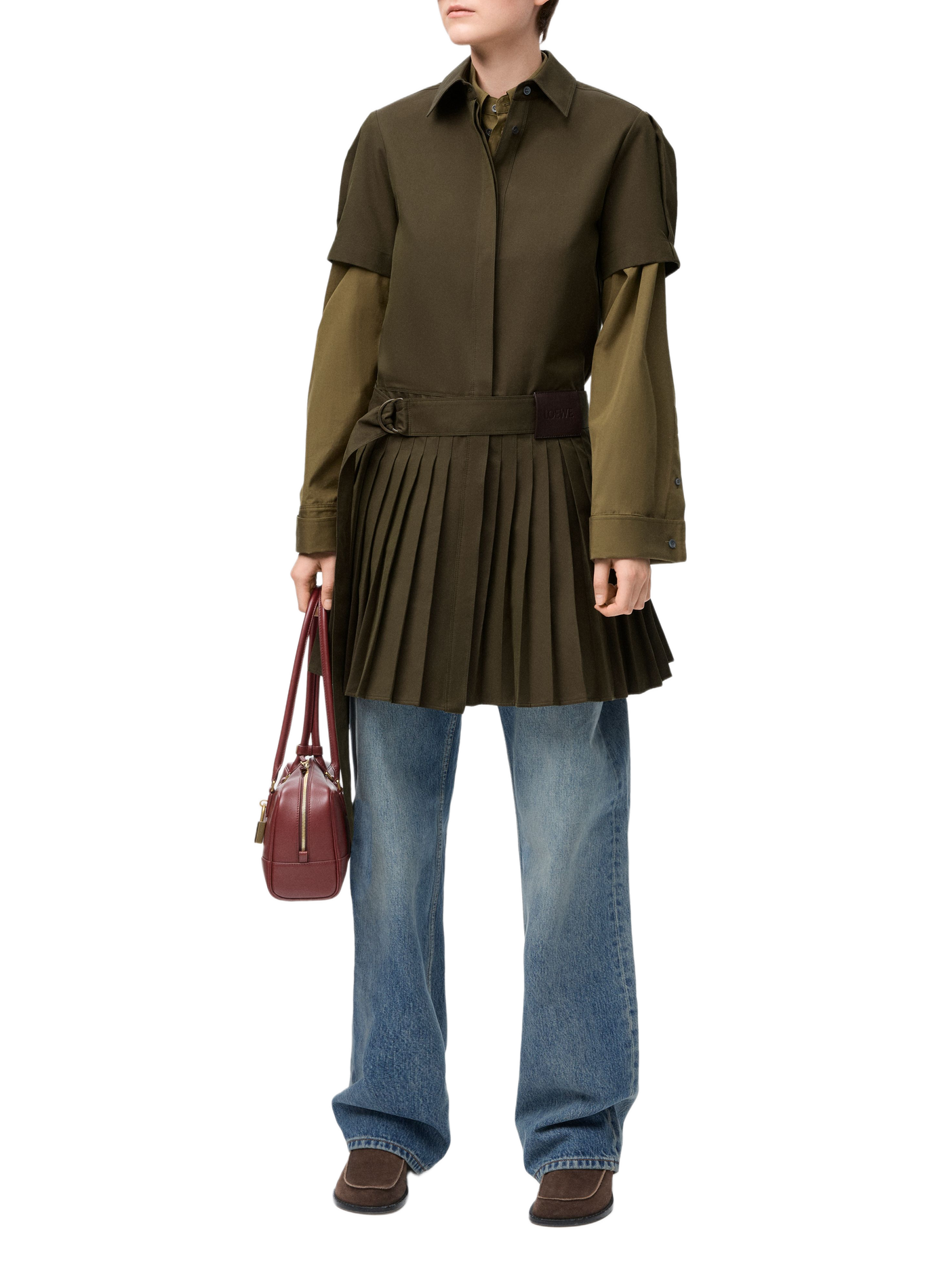 Robe plissée en coton mélangé LOEWE Vert