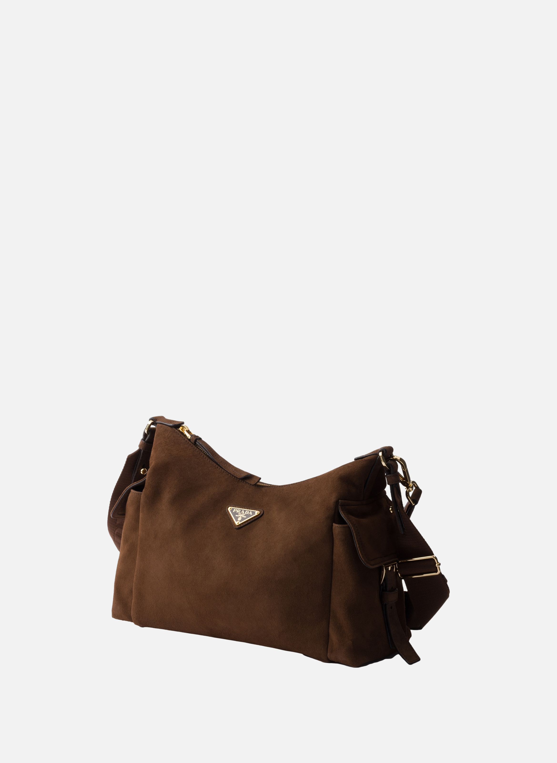 Grand sac prada explore en daim PRADA Marron