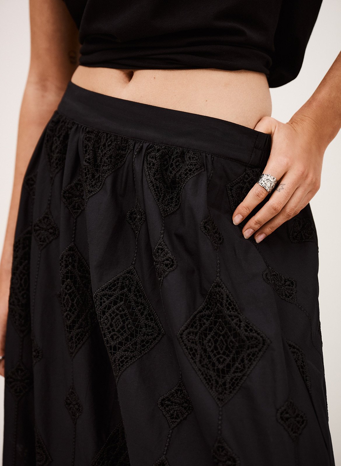 Jupe longue en coton mélangé mona BA&SH Noir