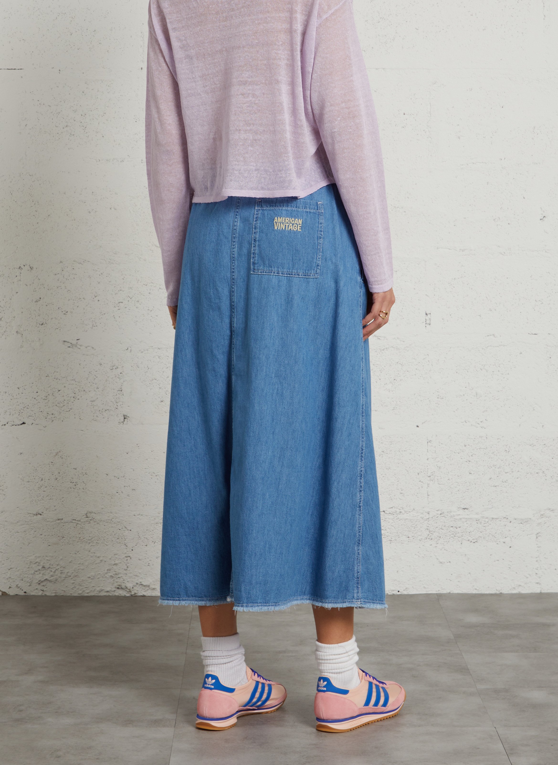Jupe midi en coton izeway | Bleu AMERICAN VINTAGE Femme
