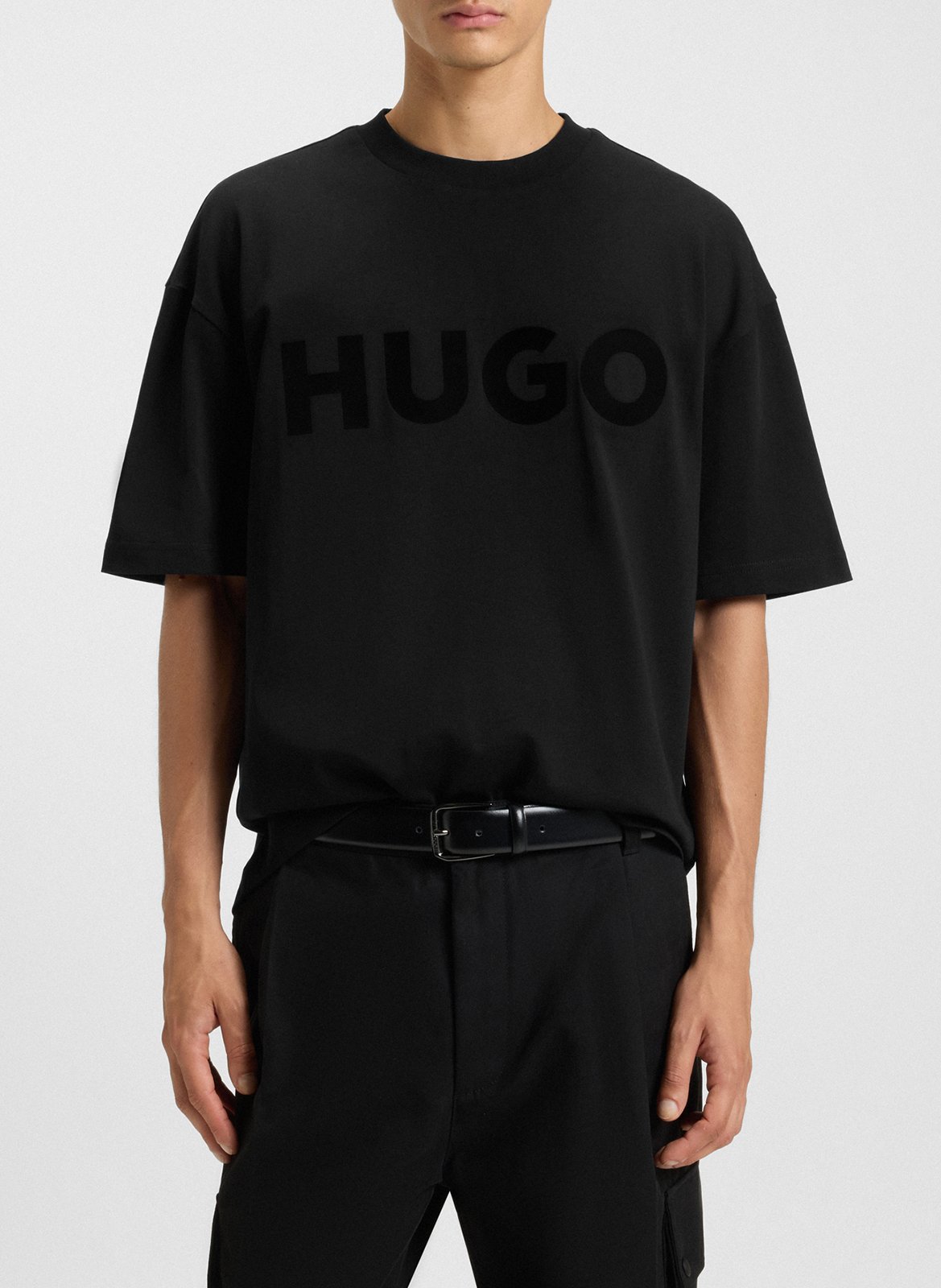 Tee-shirt oversize col rond en coton dinkee BOSS Noir
