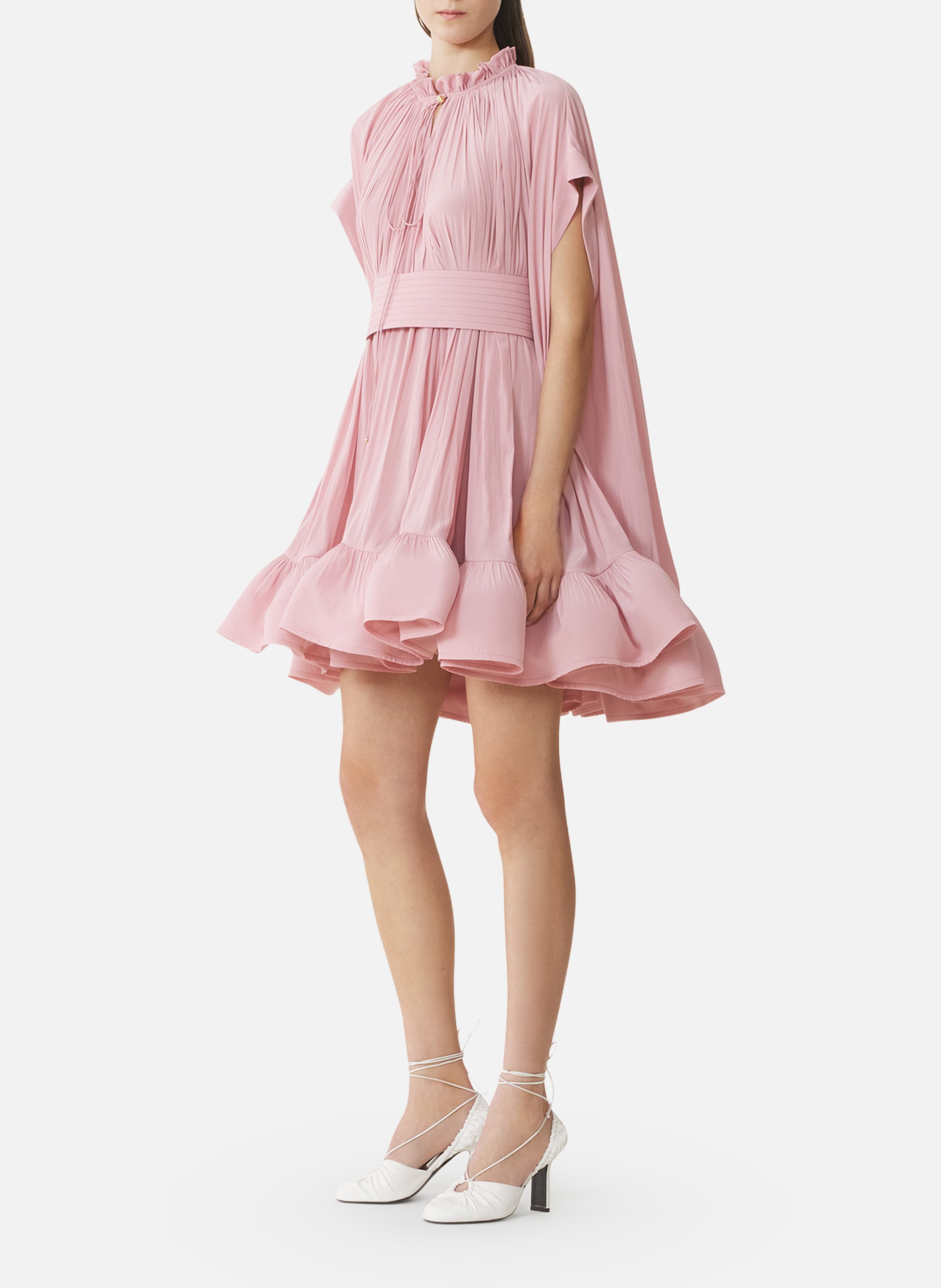 Robe courte en charmeuse LANVIN Rose