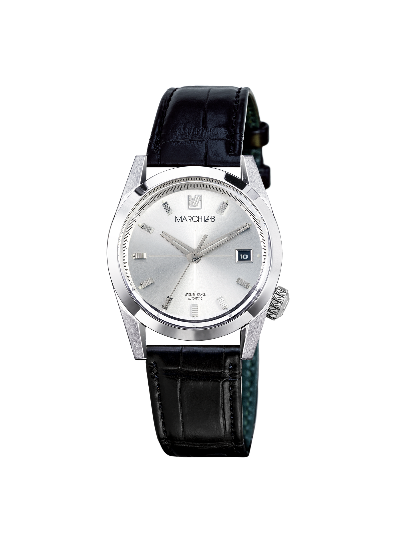 Montre automatique AM89 en cuir d'alligator MARCH LA.B Argent