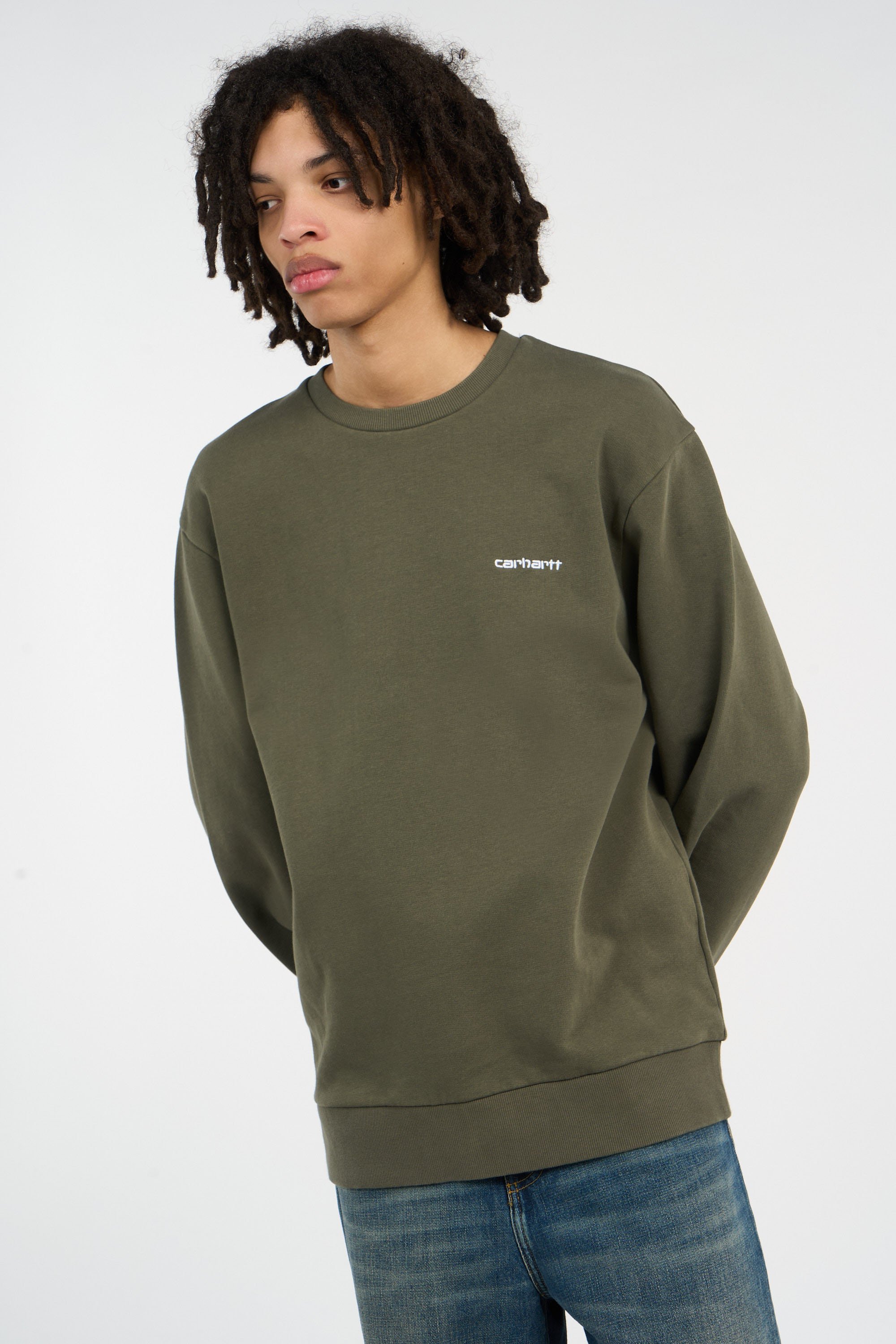 Sweatshirt script embroidery sweat CARHARTT WIP Kaki