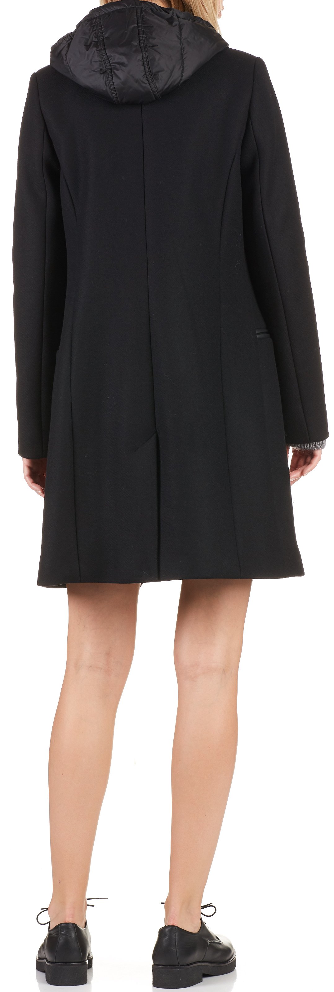 Manteau à capuche en drap de laine IKKS Noir