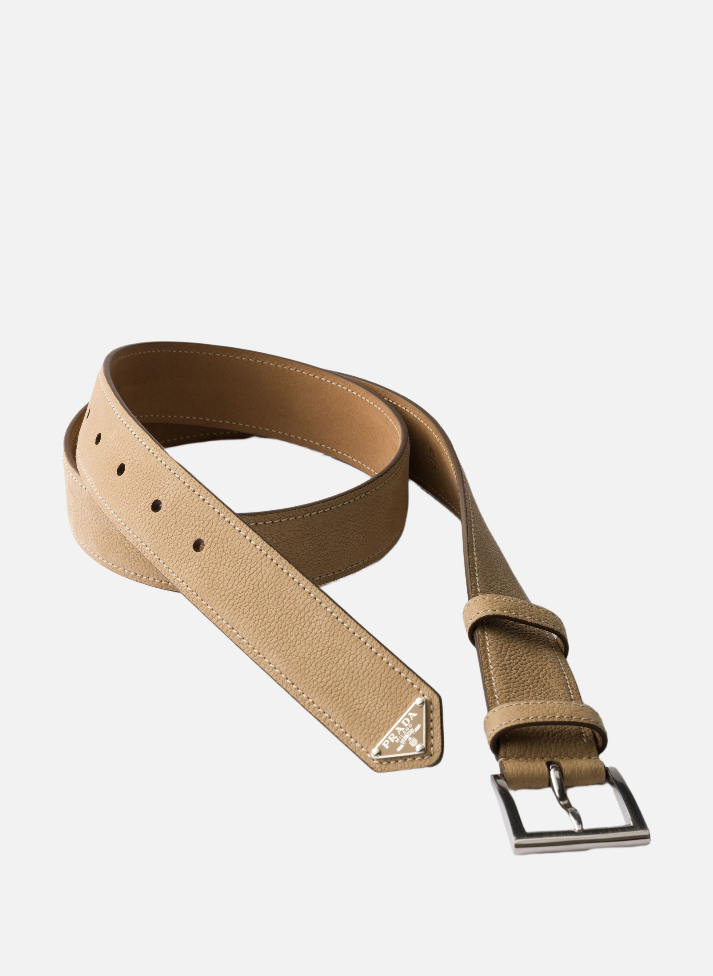 Ceinture en cuir nubuck PRADA Beige