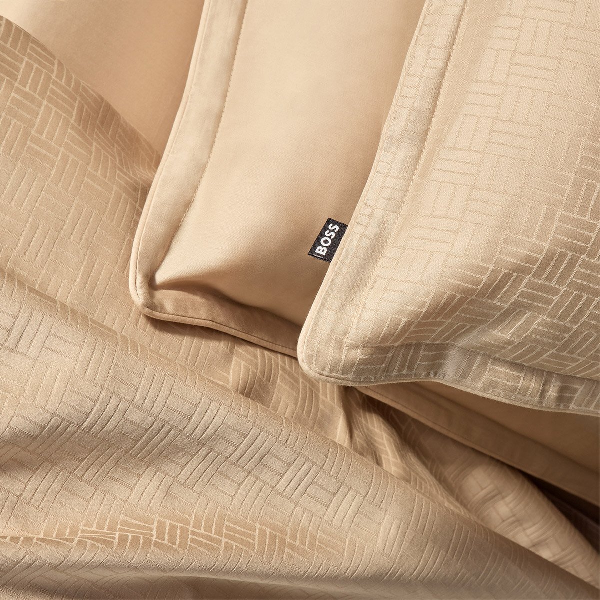 Taie d'oreiller en satin de coton, lattice BOSS HOME Beige