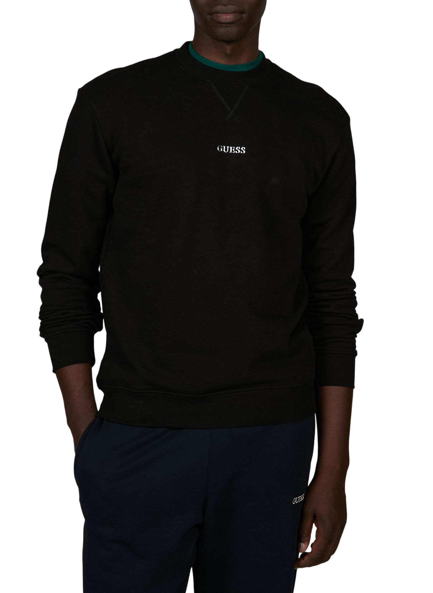 Pull à logo en coton mélangé GUESS Noir