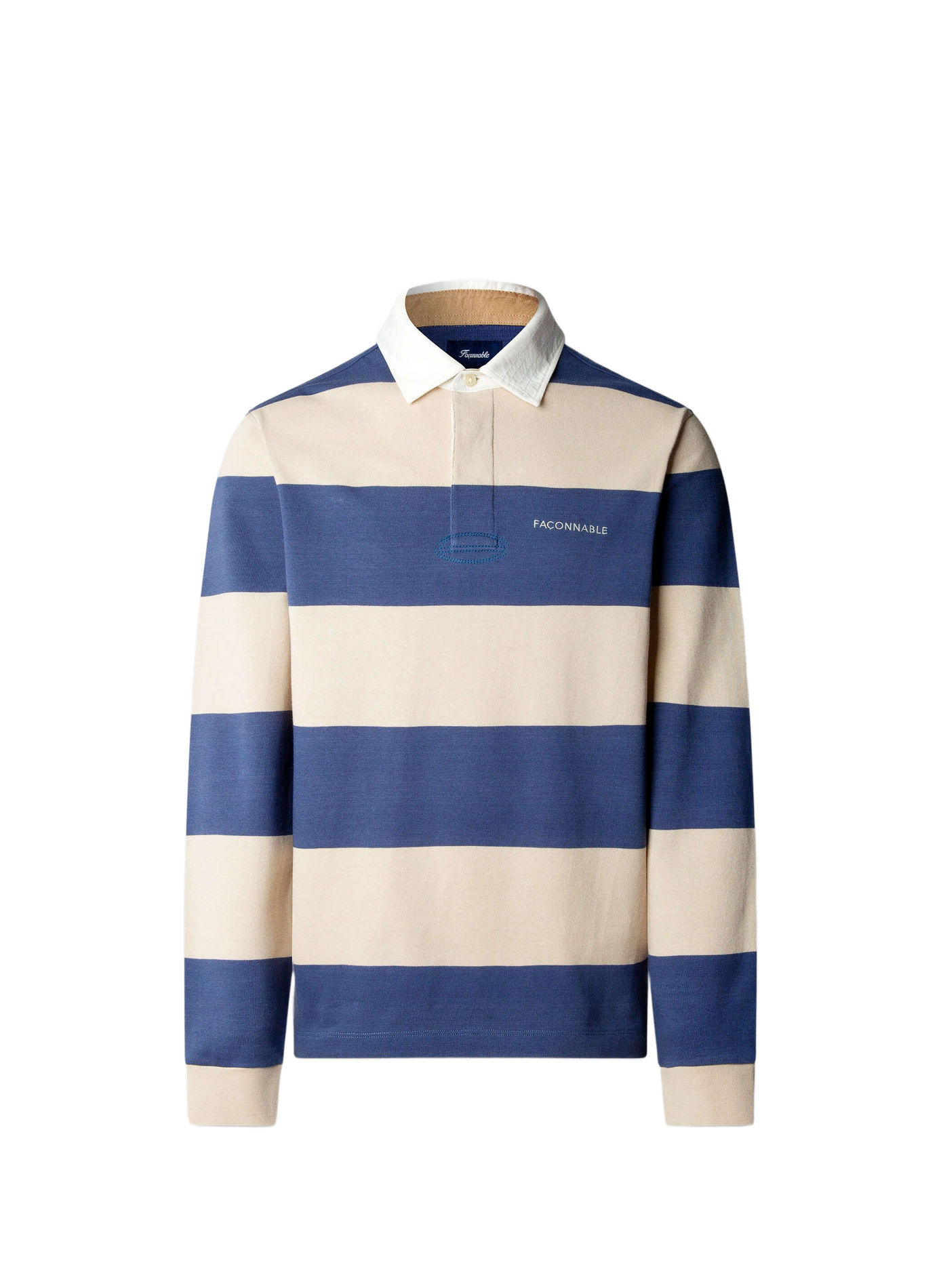 Recht gestreepte polo met lange mouwen van katoen. FACONNABLE Beige