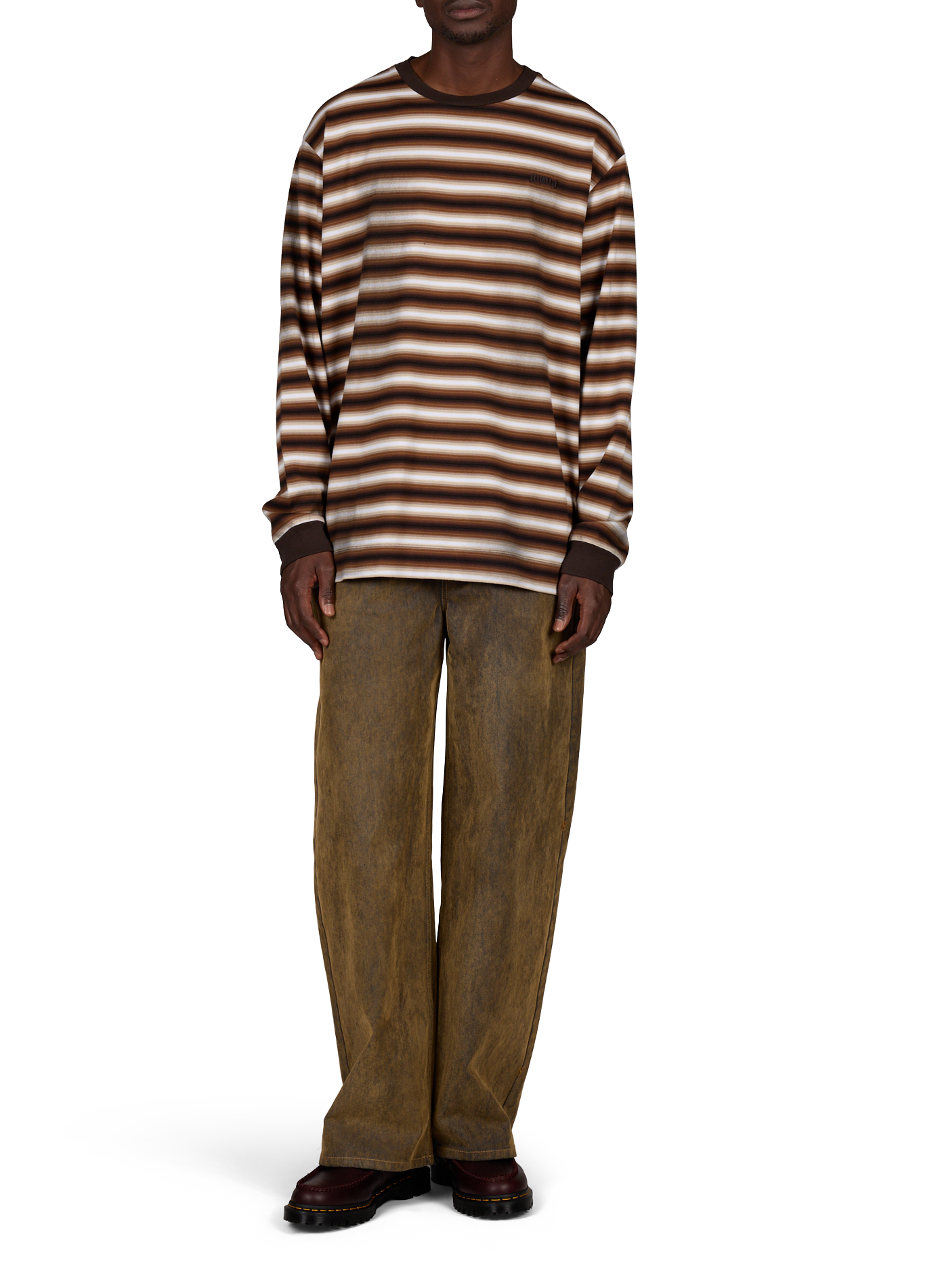 Straight striped cotton T-shirt JUUN.J Brown