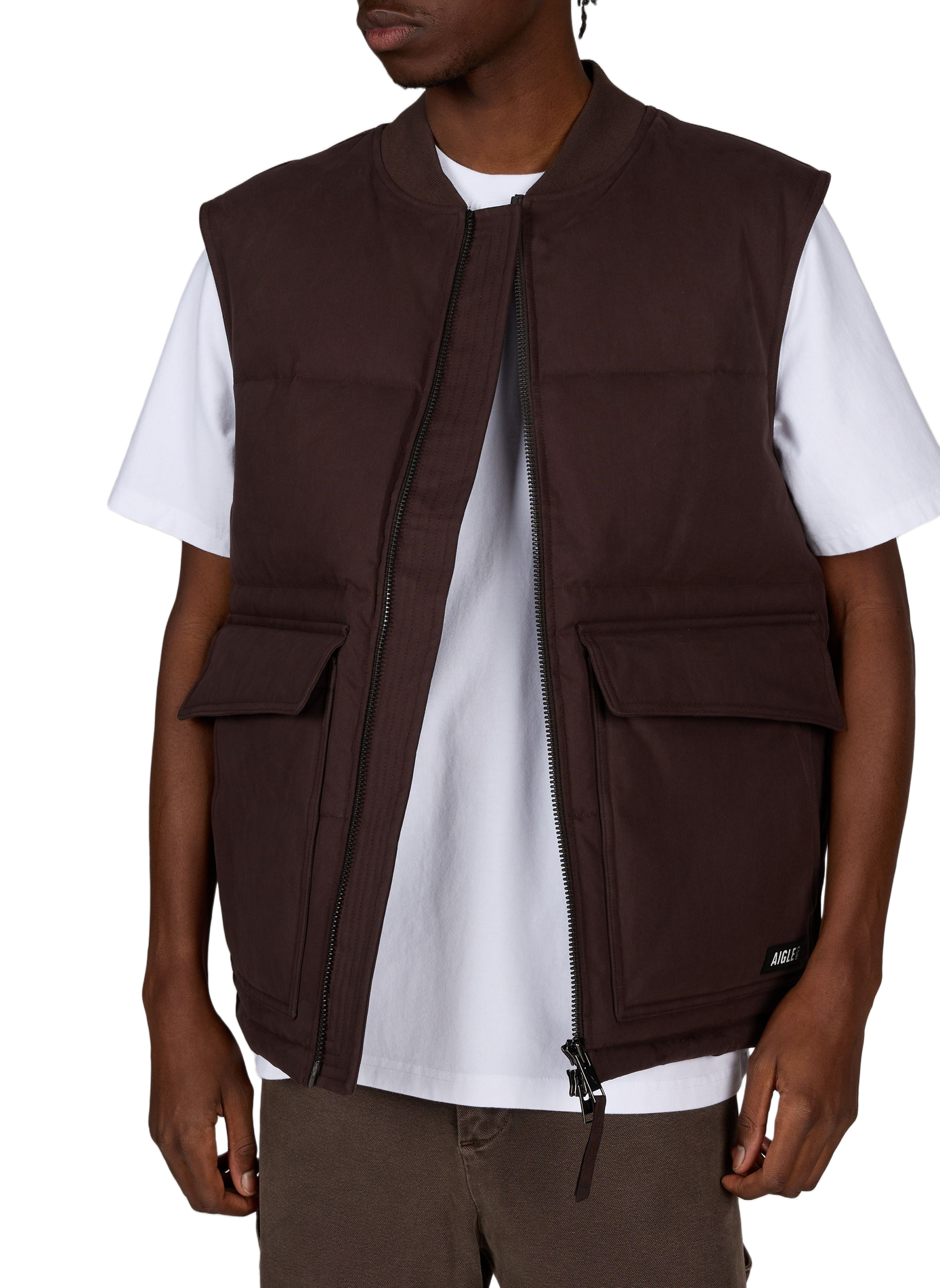 Blouson sans manche col teddy en coton mélangé AIGLE Marron